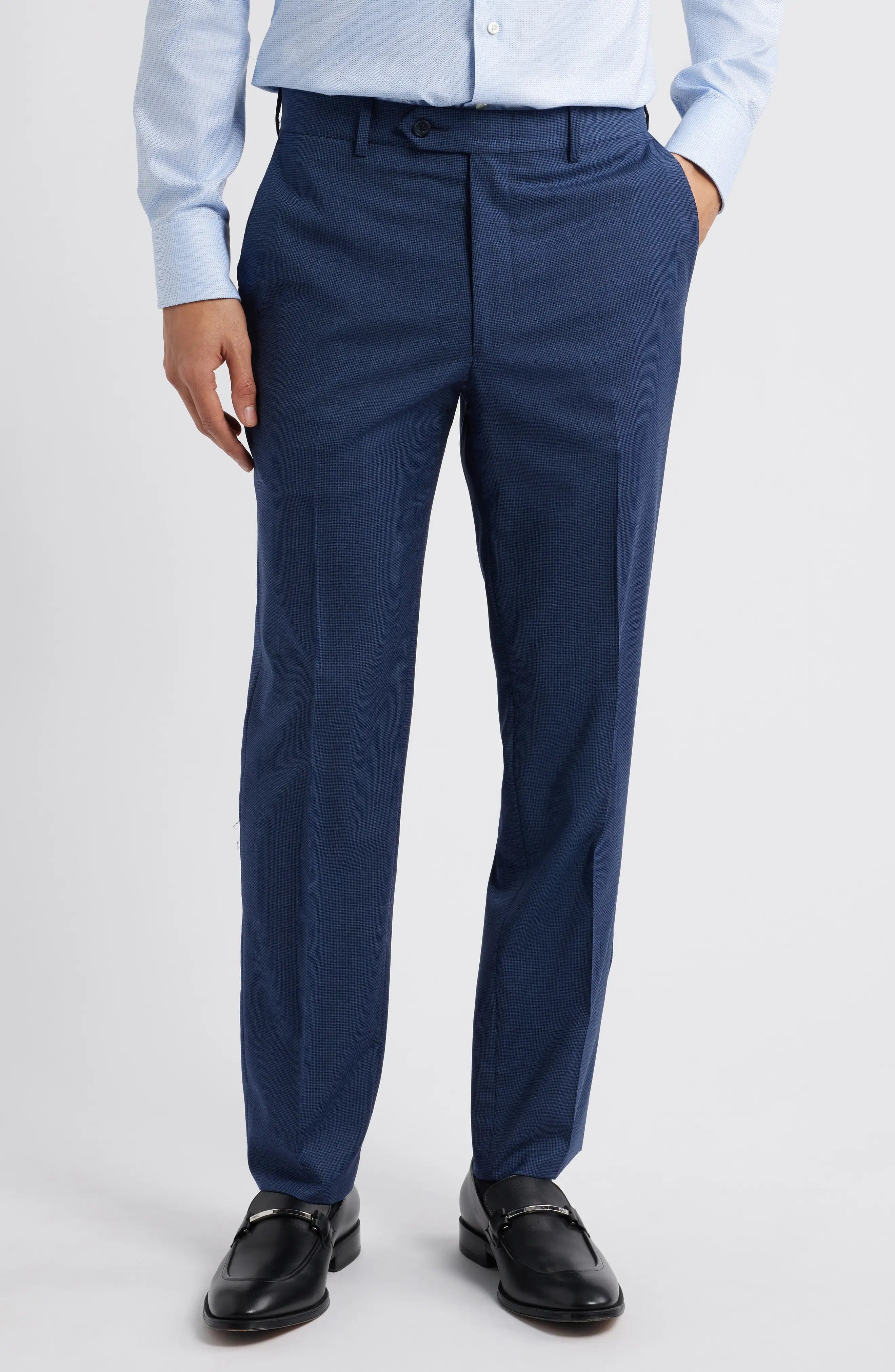 aesido Blue 2 Piece Double Button Business Casual Slim Fit Men Suit