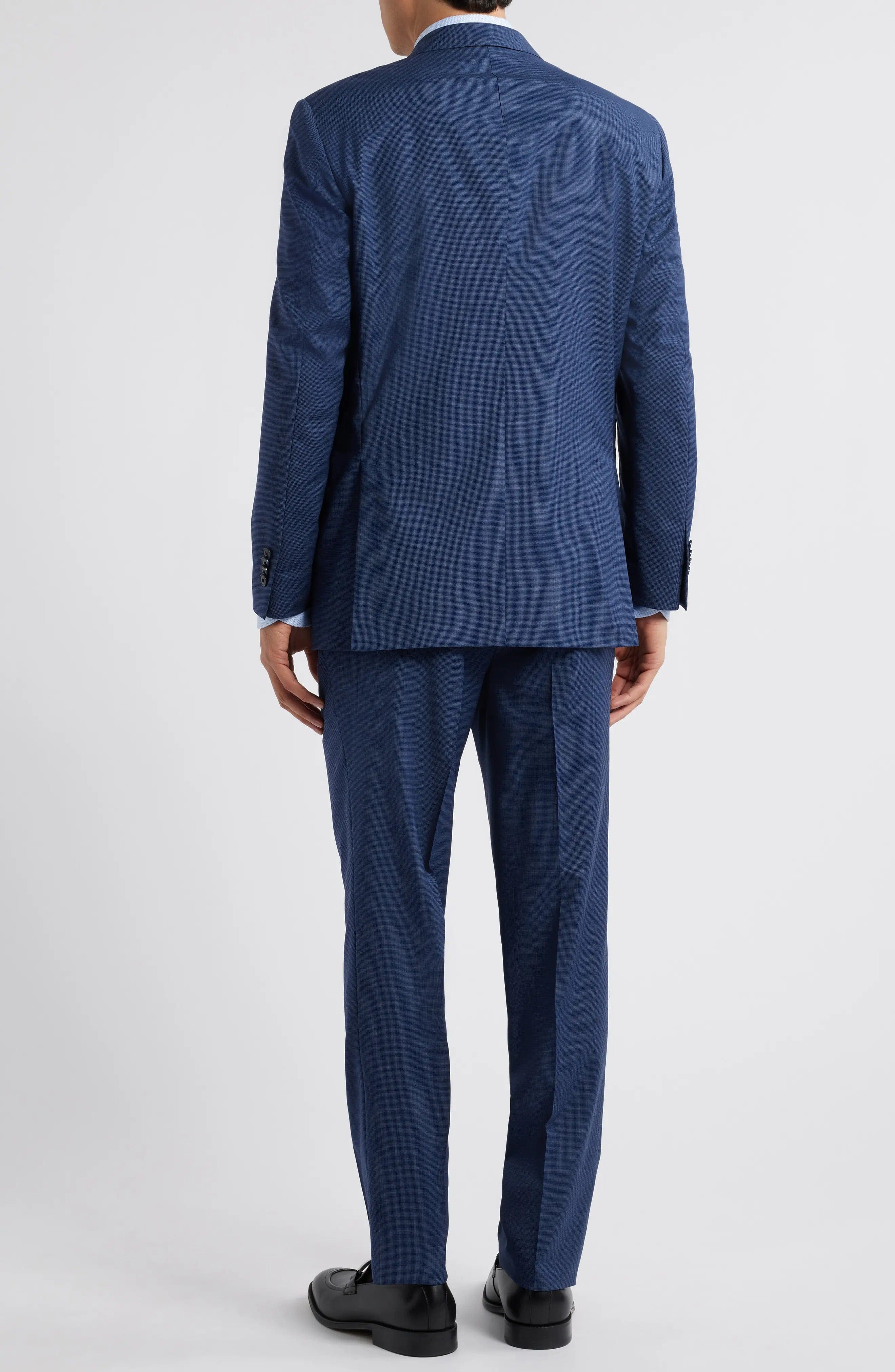 aesido Blue 2 Piece Double Button Business Casual Slim Fit Men Suit