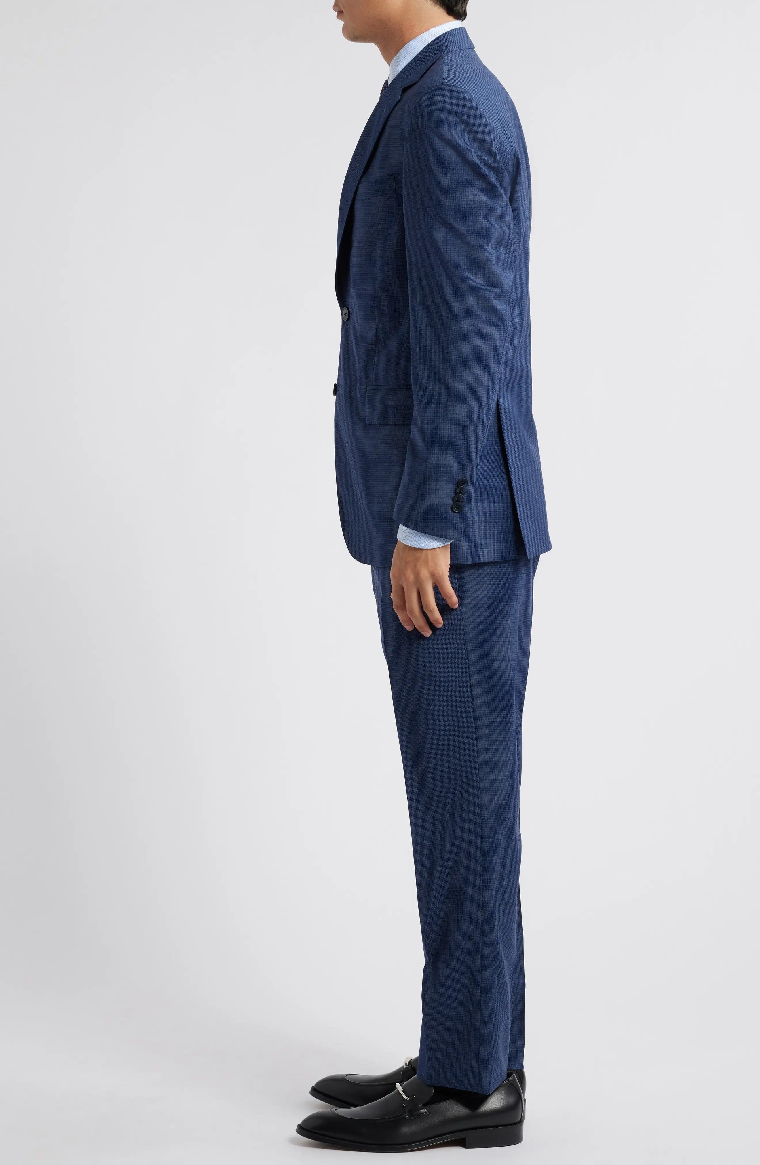 aesido Blue 2 Piece Double Button Business Casual Slim Fit Men Suit