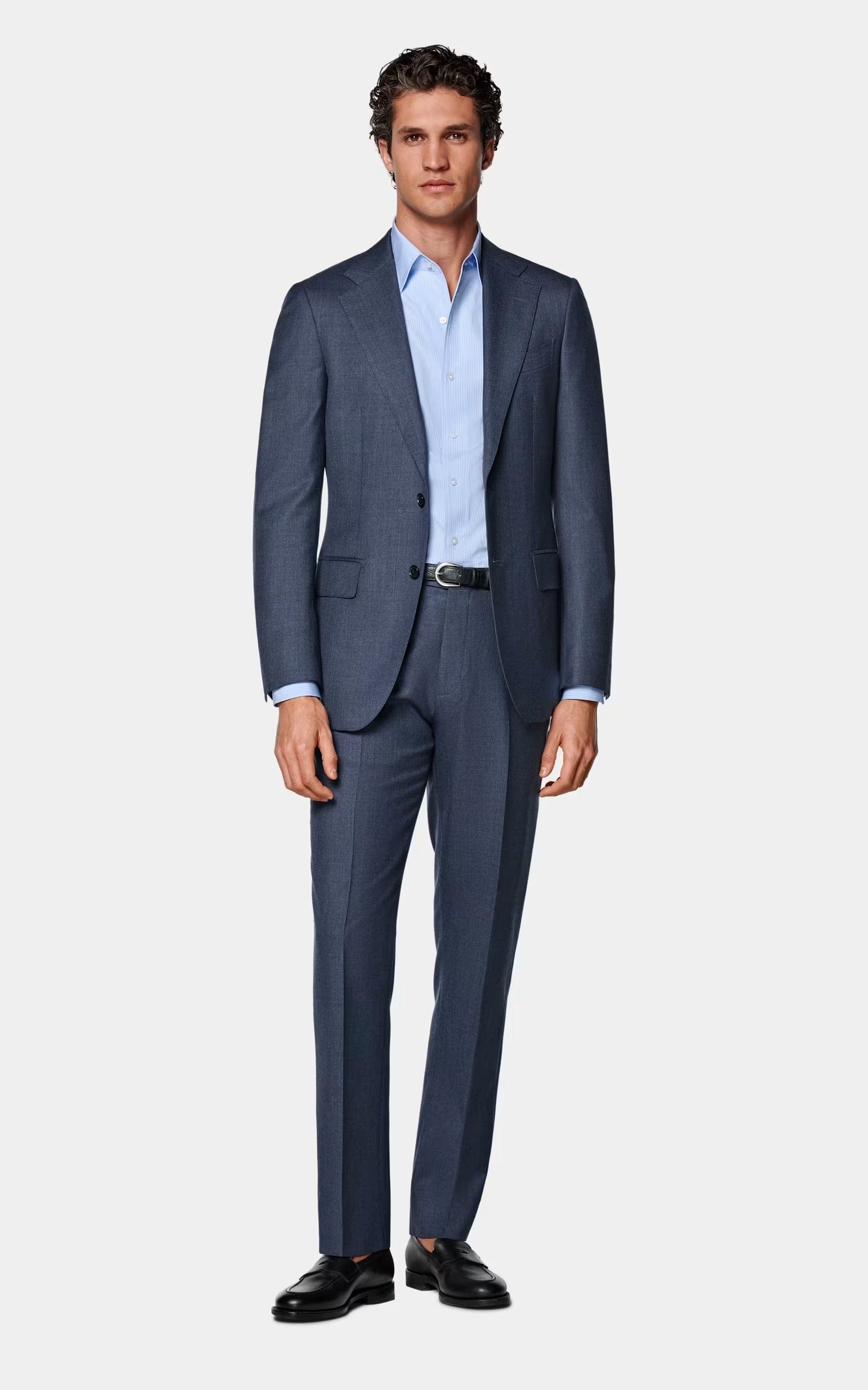 aesido Blue 2 Piece Double Button Casual Slim Fit Men Suit (Blazer+Pants)