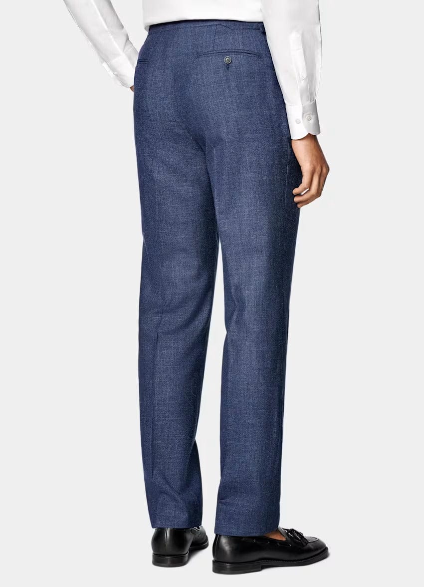 aesido Blue 2 Piece Summer Linen Double Button Casual Slim Fit Men Suit (Blazer+Pants)