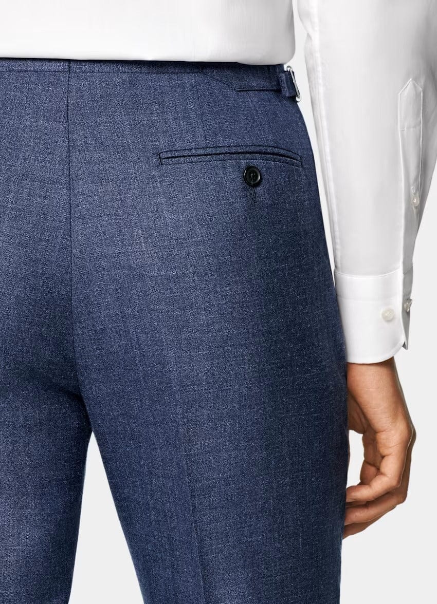 aesido Blue 2 Piece Summer Linen Double Button Casual Slim Fit Men Suit (Blazer+Pants)