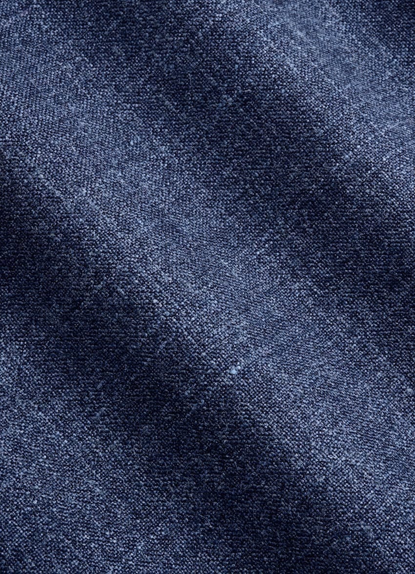 aesido Blue 2 Piece Summer Linen Double Button Casual Slim Fit Men Suit (Blazer+Pants)