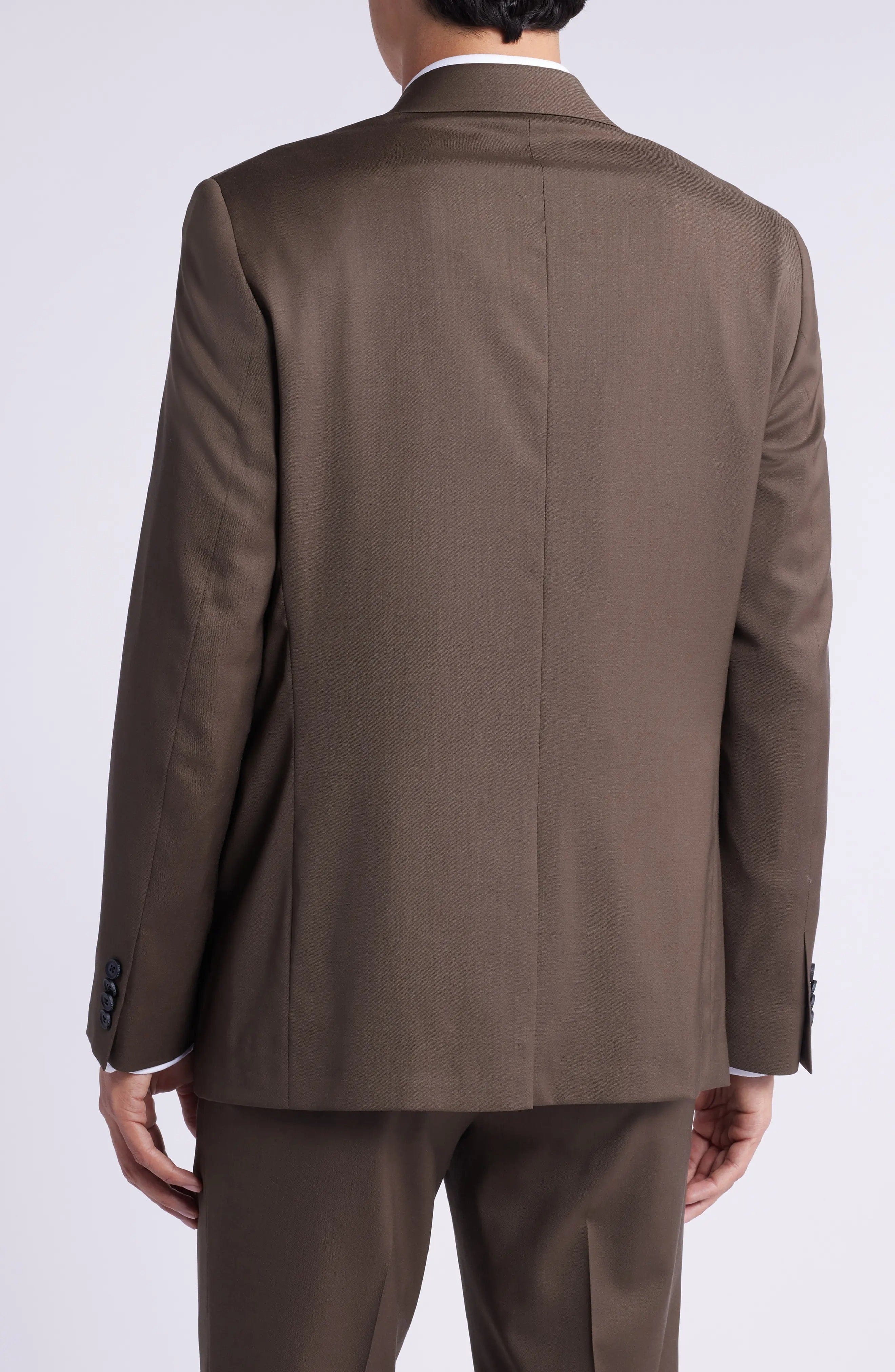 aesido Brown 2 Piece Double Button Casual Slim Men Suit (Blazer+Pants)