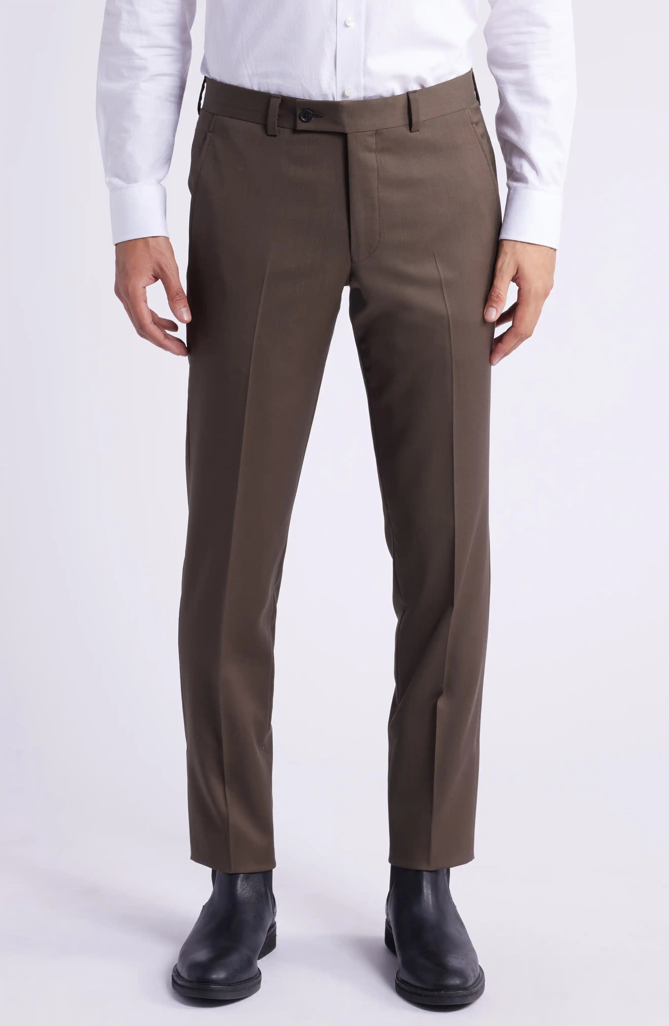 aesido Brown 2 Piece Double Button Casual Slim Men Suit (Blazer+Pants)
