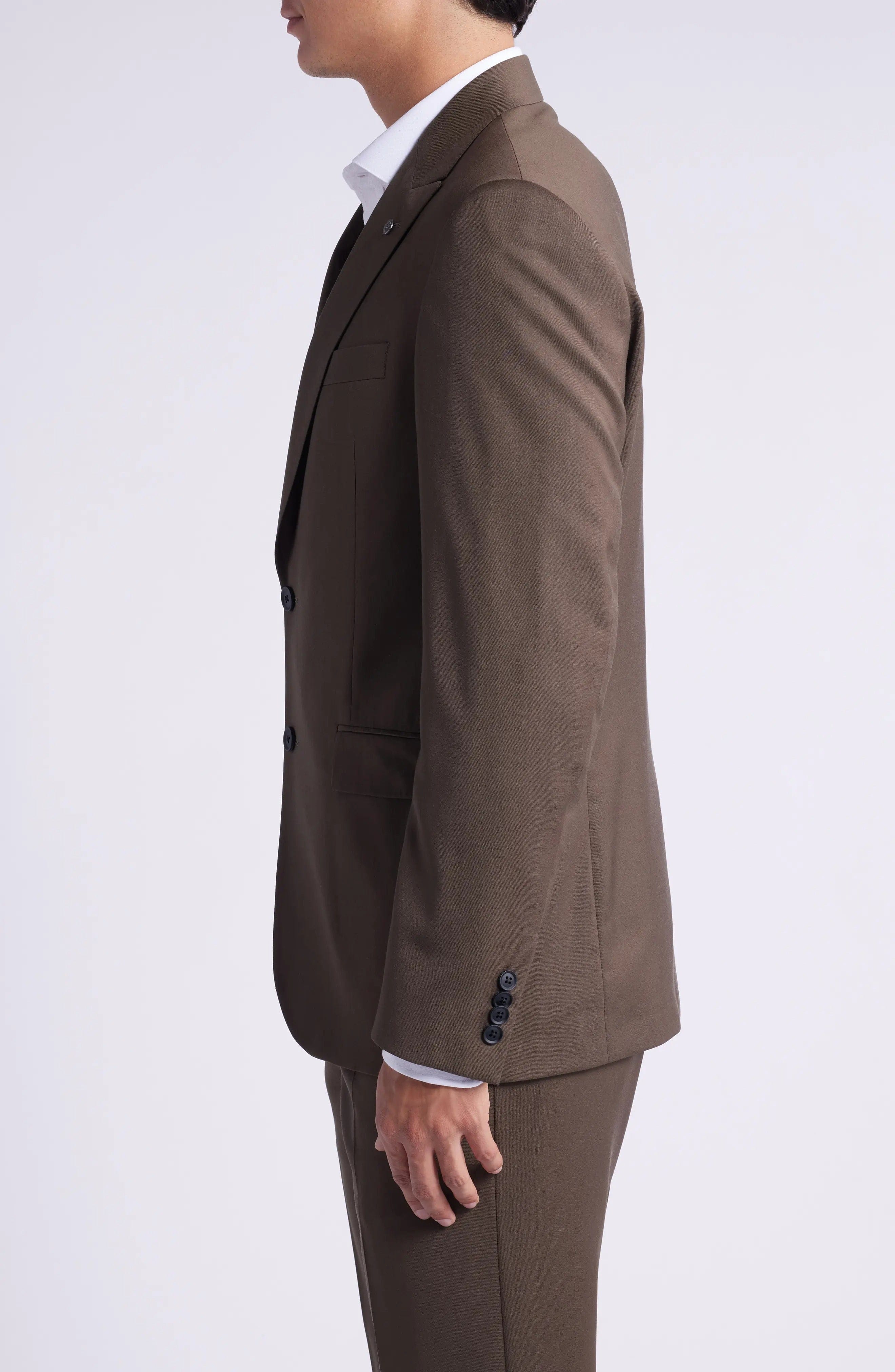 aesido Brown 2 Piece Double Button Casual Slim Men Suit (Blazer+Pants)