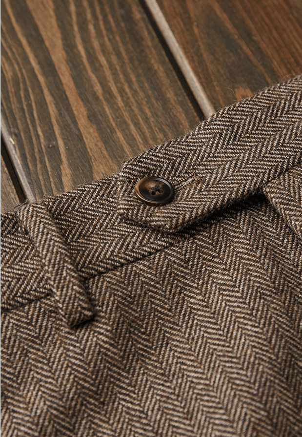 aesido Brown 3 Piece Retro Business Slim Men's Suit Groom Wedding Dress