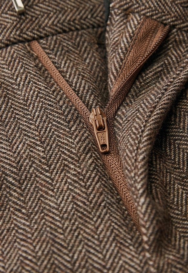 aesido Brown 3 Piece Retro Business Slim Men's Suit Groom Wedding Dress