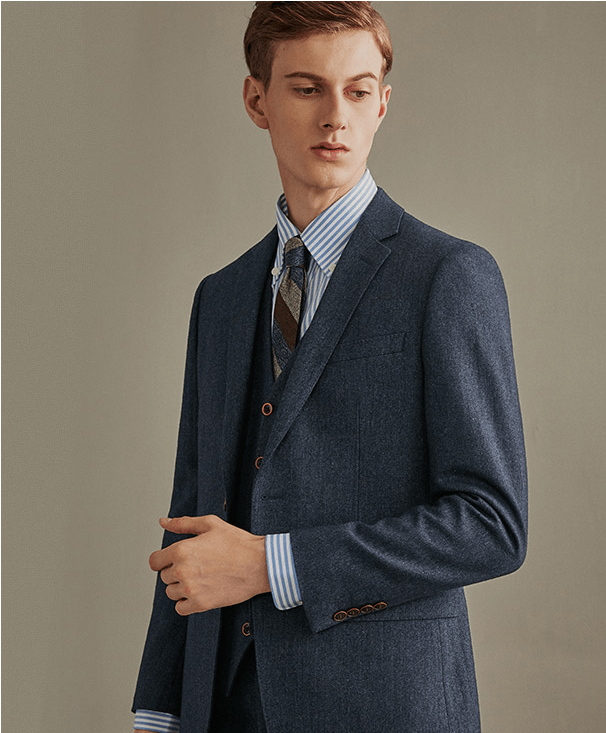 aesido Brown 3 Piece Retro Business Slim Men's Suit Groom Wedding Dress