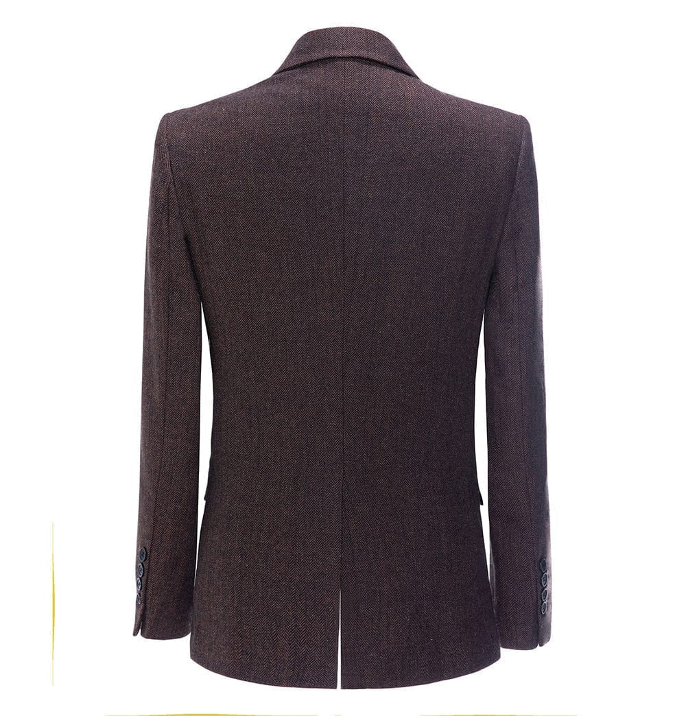 aesido Business Double Buttons Peak Lapel Men Suit(Blazer+Vest+Pants)