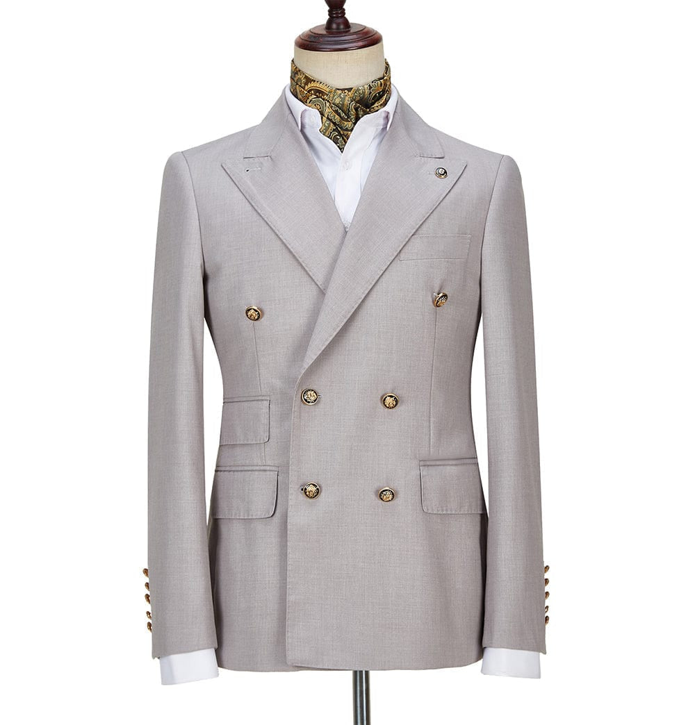 aesido Casual Men's Suit Slim Fit Double Breasted 2 Piece (Blazer+Pants)