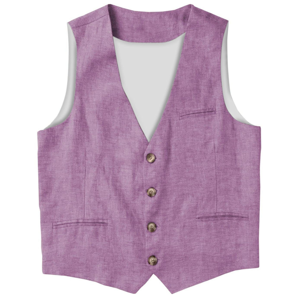 aesido Casual Single Breasted V Neck Linen Mens Vest