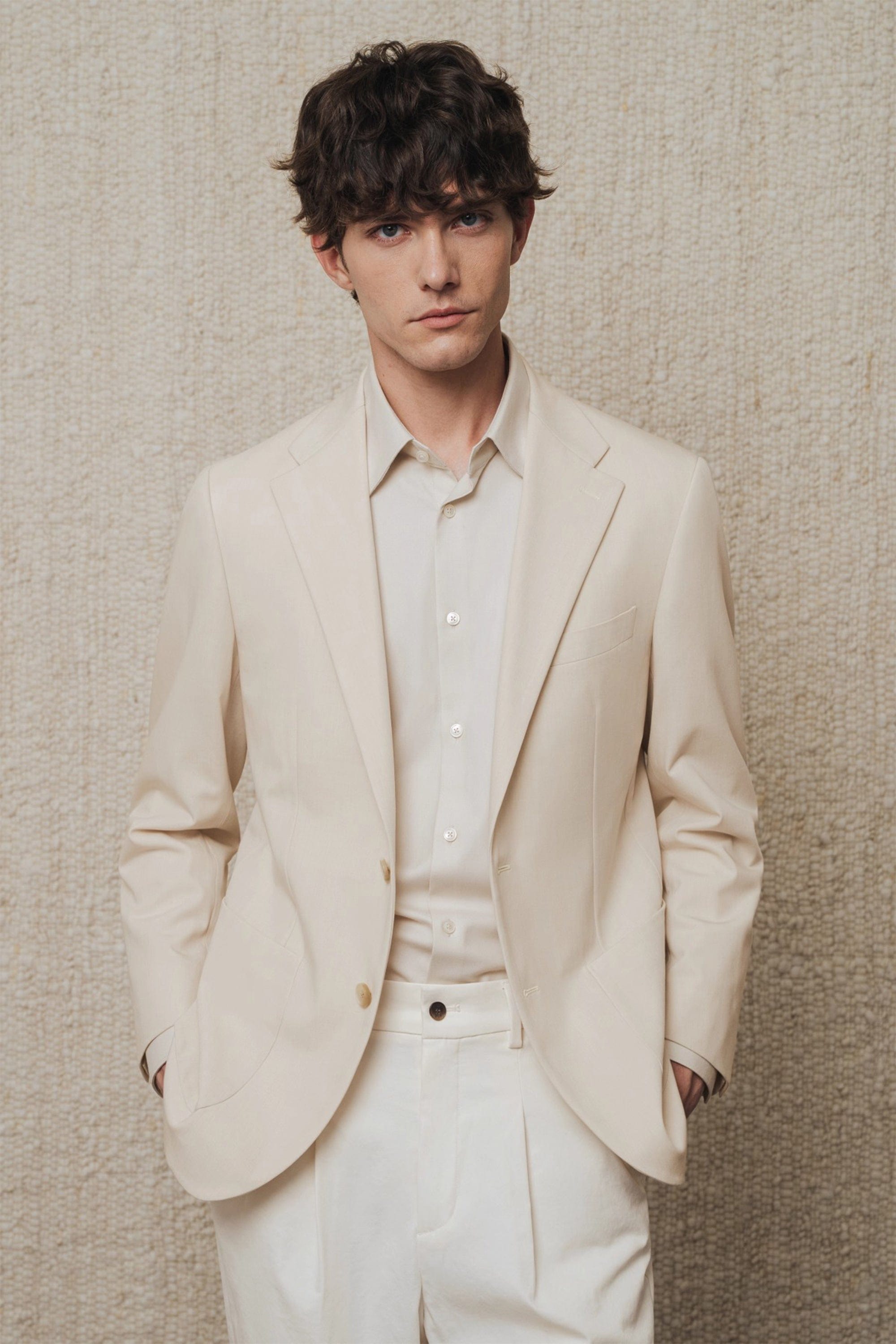 aesido Champagne Double Button Casual Mens Blazer