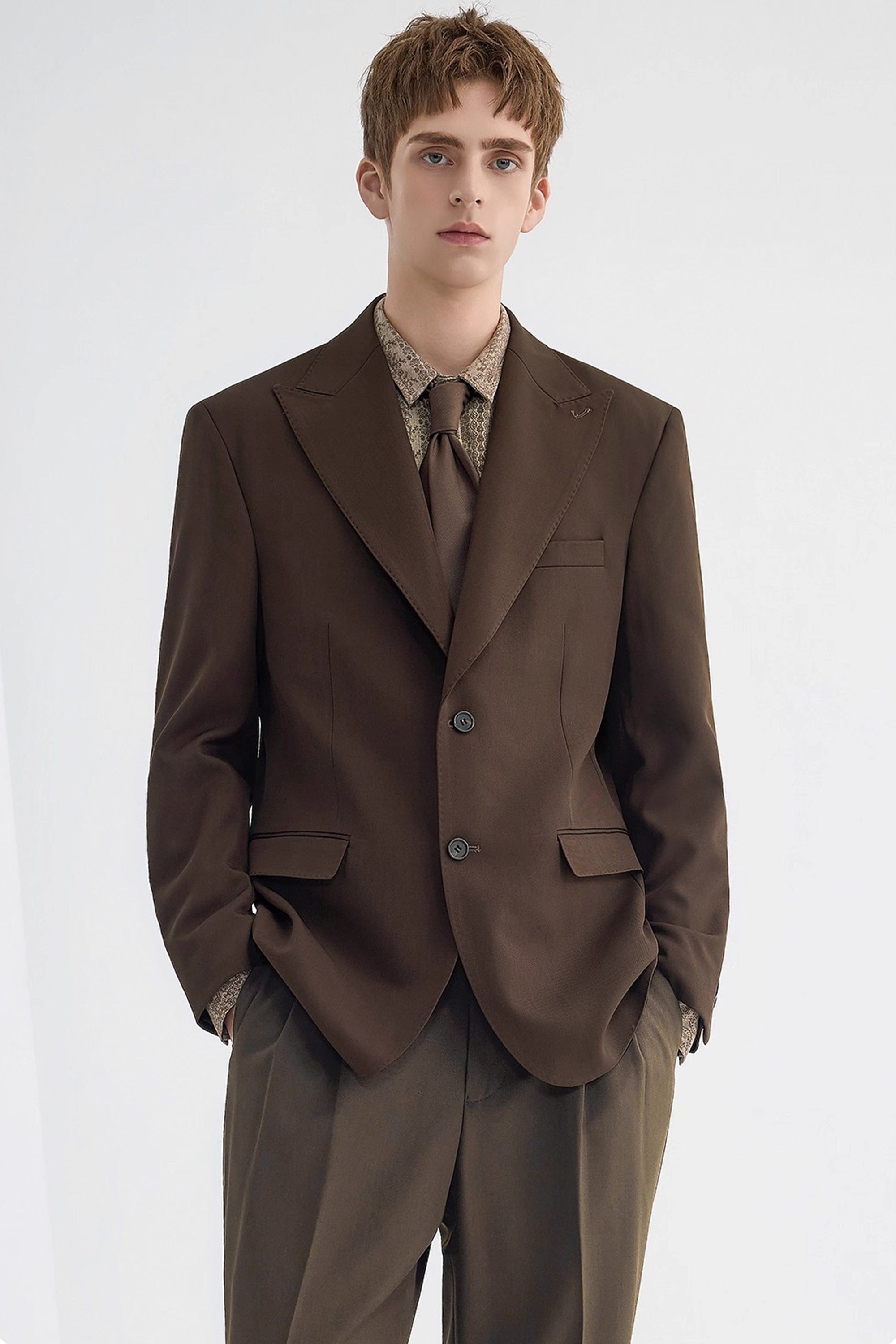 aesido Coffee Notch Lapel Casual Men's Blazer
