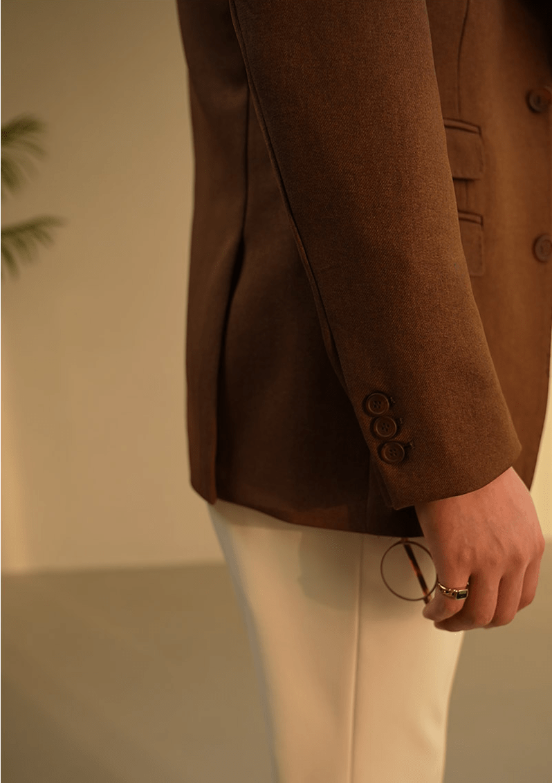 aesido Coffee Single Breasted Business Casual Slim Fit Men's Blazer