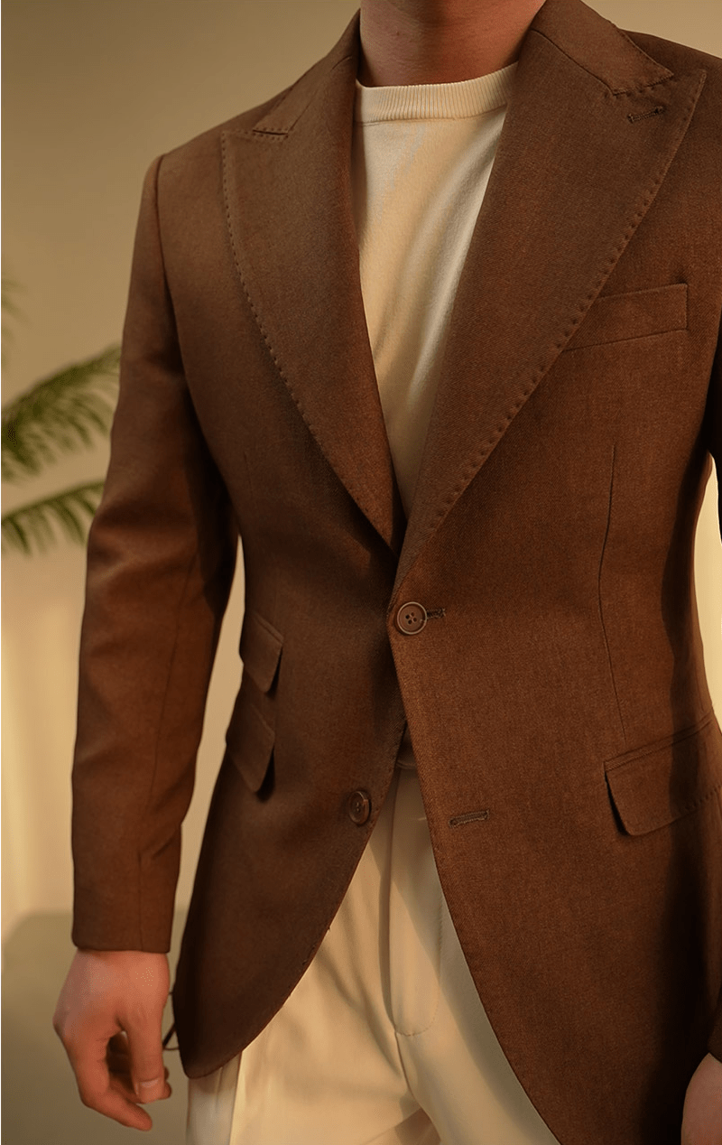 aesido Coffee Single Breasted Business Casual Slim Fit Men's Blazer