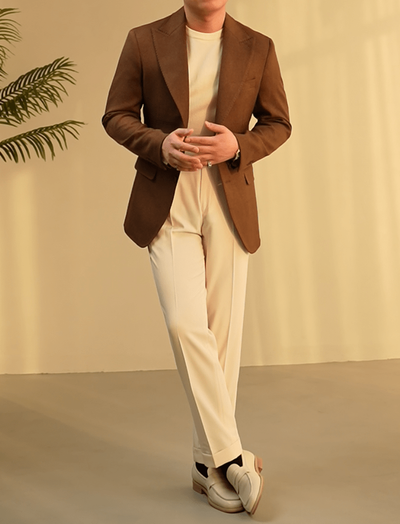 aesido Coffee Single Breasted Business Casual Slim Fit Men's Blazer