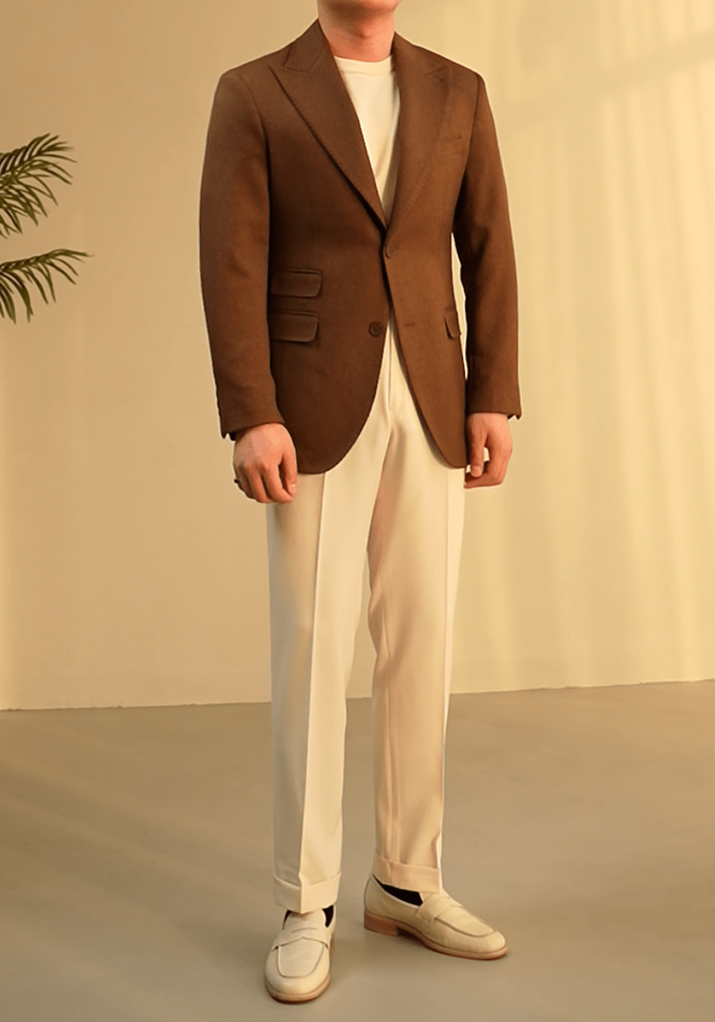 aesido Coffee Single Breasted Business Casual Slim Fit Men's Blazer