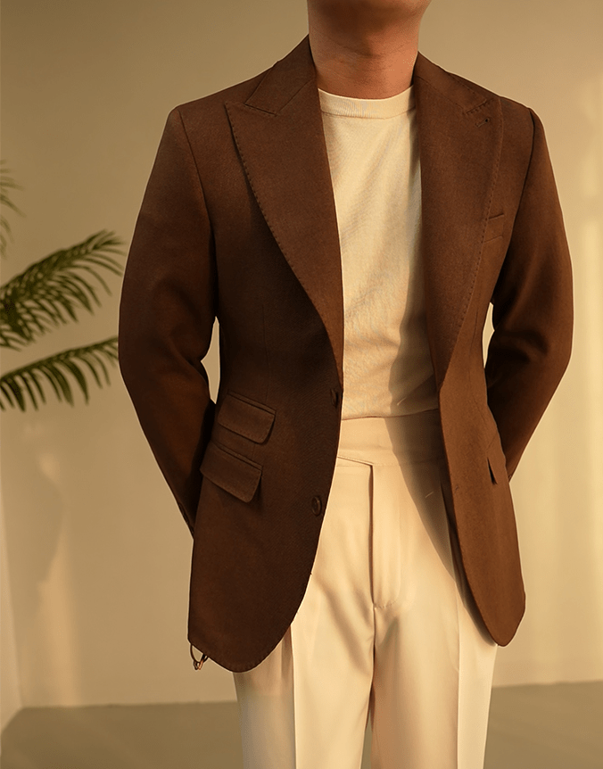 aesido Coffee Single Breasted Business Casual Slim Fit Men's Blazer