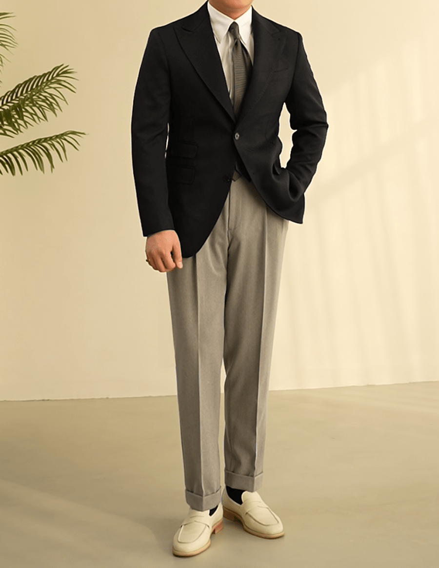 aesido Coffee Single Breasted Business Casual Slim Fit Men's Blazer