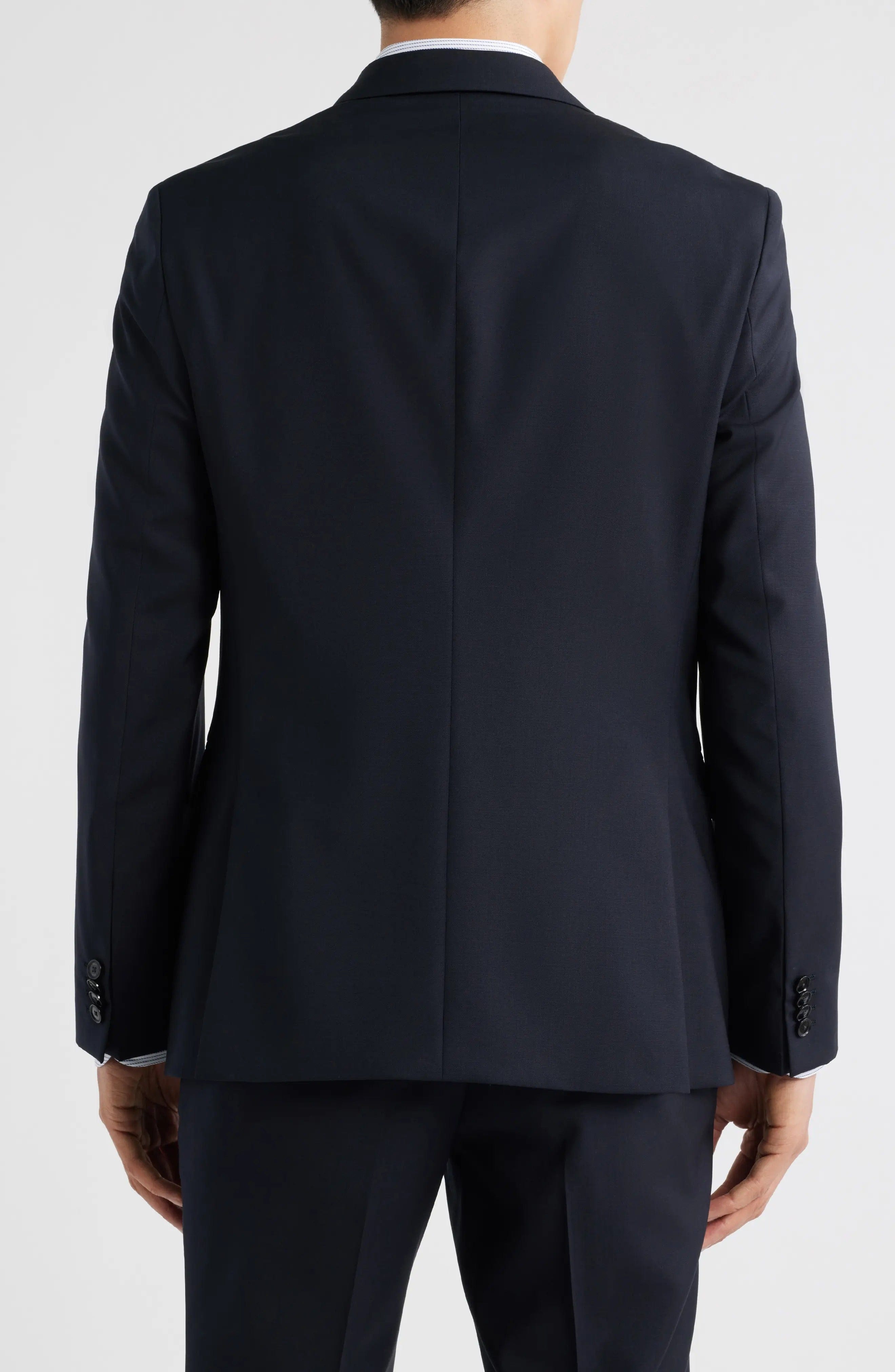 aesido Dark Blue 2 Piece Plaid Notch Lapel Business Men Suit (Blazer+Pants)