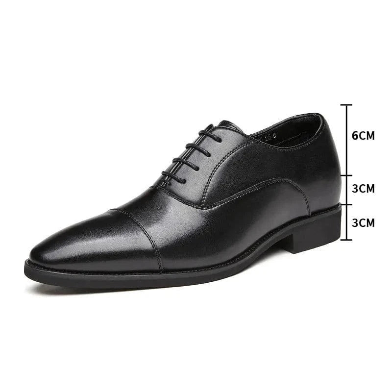 aesido Discreet Height Boost Leather Oxford Shoes for Men – Soft Sole, Business Lace-Up Design