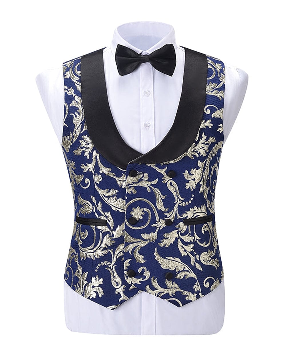 Fashion Men's Suit Vest Patterned Shawl Lapel Waistcoat | Aesido Royal Blue / XL Fashion Men's Suit Vest Patterned Shawl Lapel Waistcoat | Aesido Royal Blue / XL