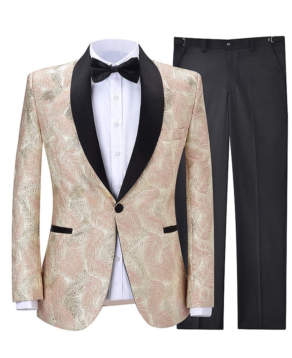 aesido Formal Shawl Lapel Tuxedos Patterned 2 Pieces Mens Suit (Blazer+Pants)