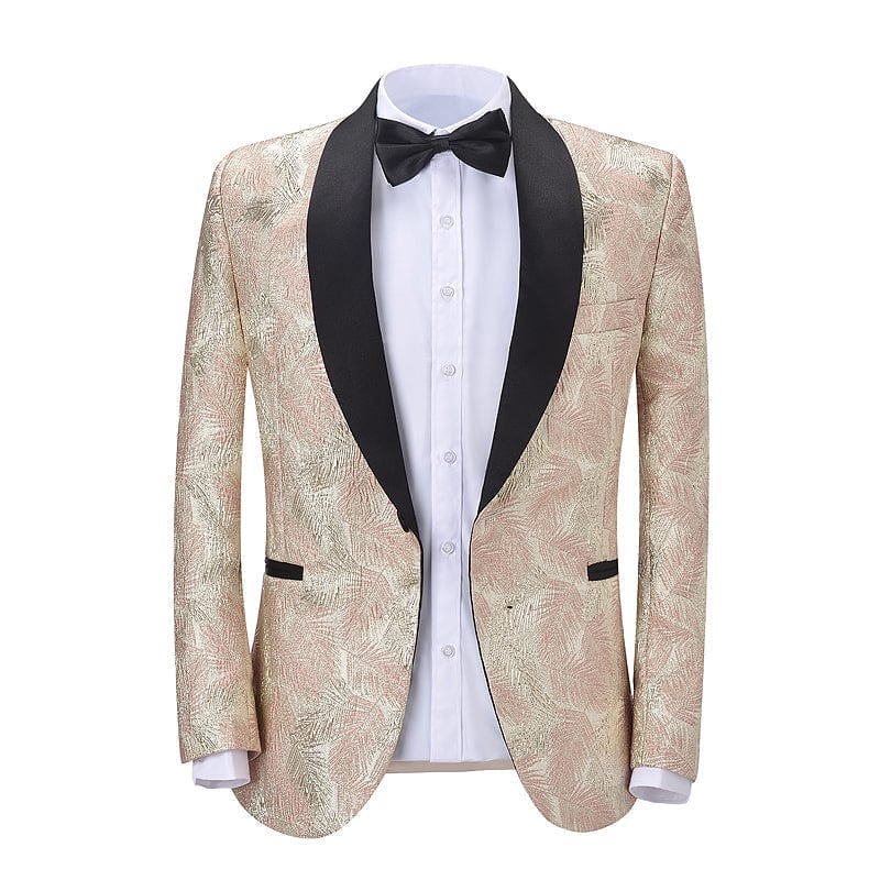 aesido Formal Shawl Lapel Tuxedos Patterned 2 Pieces Mens Suit (Blazer+Pants)