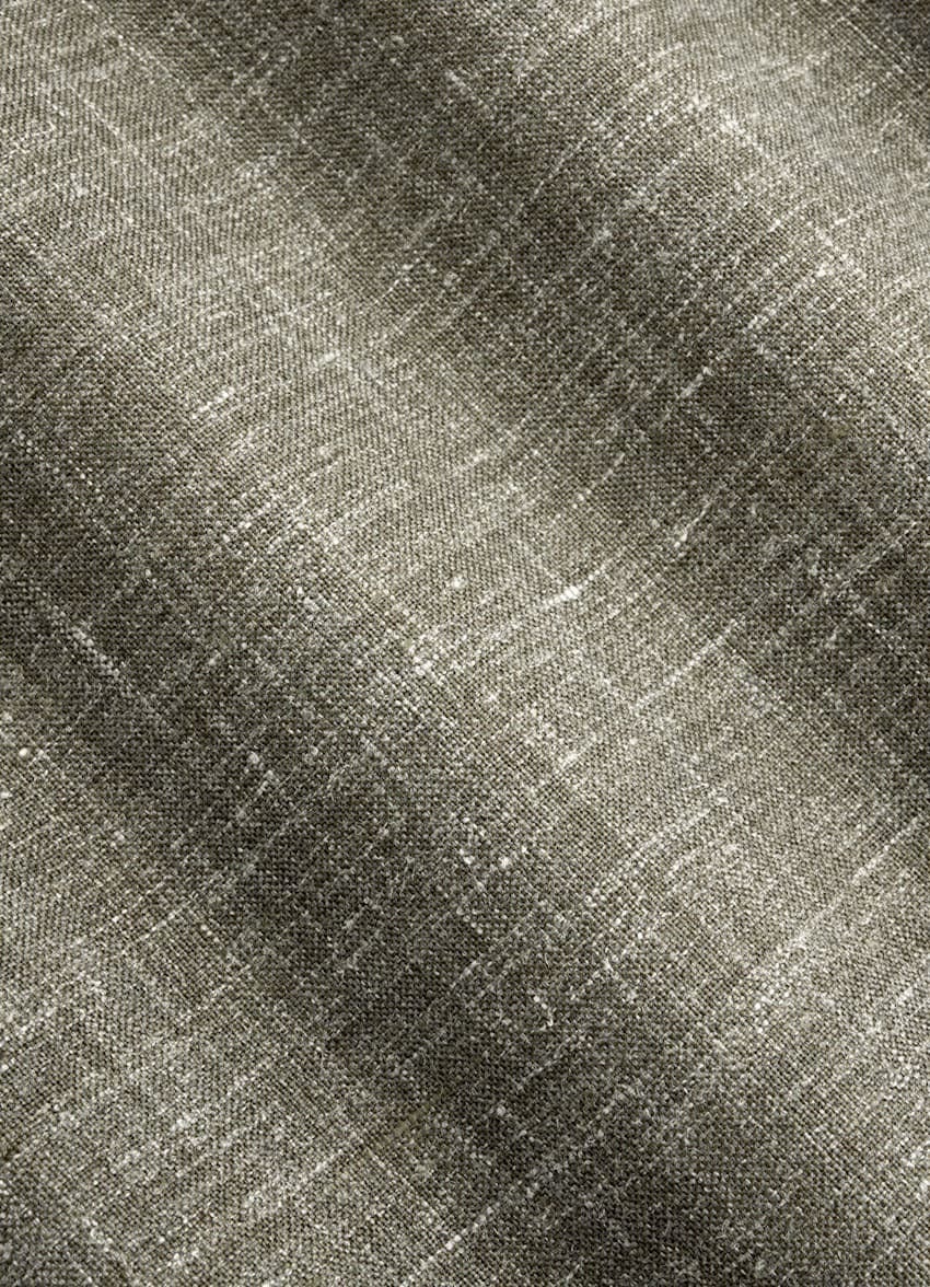 aesido Green 2 Piece Summer Linen Double Button Business Casual Men Suit (Blazer+Pants)