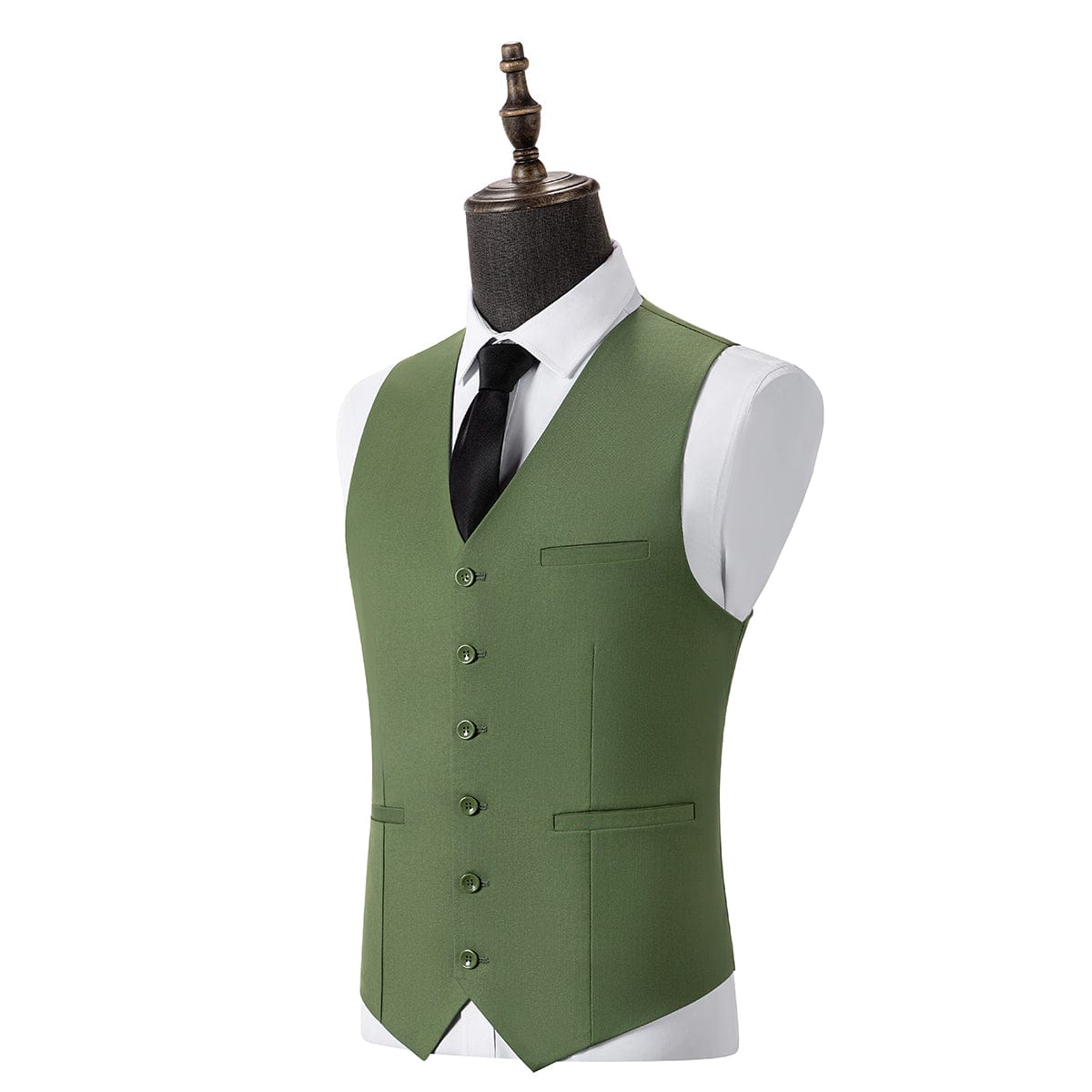 aesido Green 3 Piece Single Button Peak Lapel Business Casual Men Suit (Blazer+Vest+Pants)