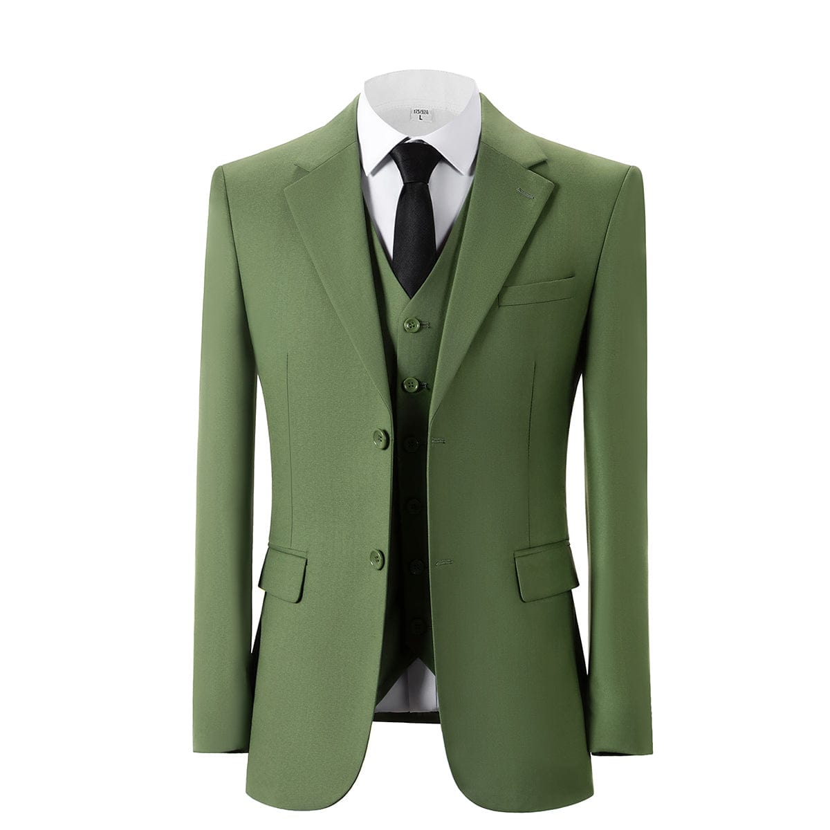 aesido Green 3 Piece Single Button Peak Lapel Business Casual Men Suit (Blazer+Vest+Pants)