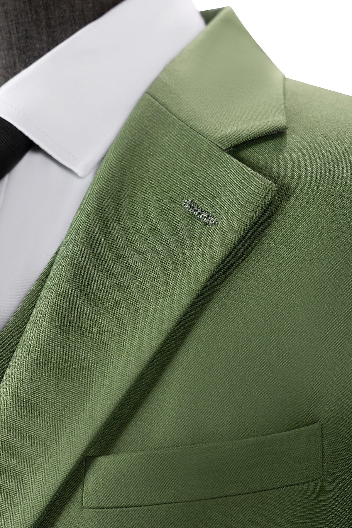 aesido Green 3 Piece Single Button Peak Lapel Business Casual Men Suit (Blazer+Vest+Pants)