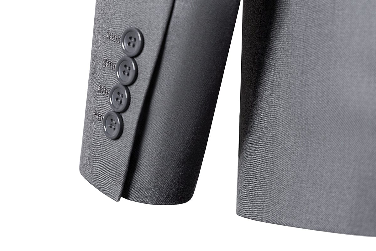aesido Grey 2 Piece Double Breasted Business Casual Men Suit (Blazer+Pants)