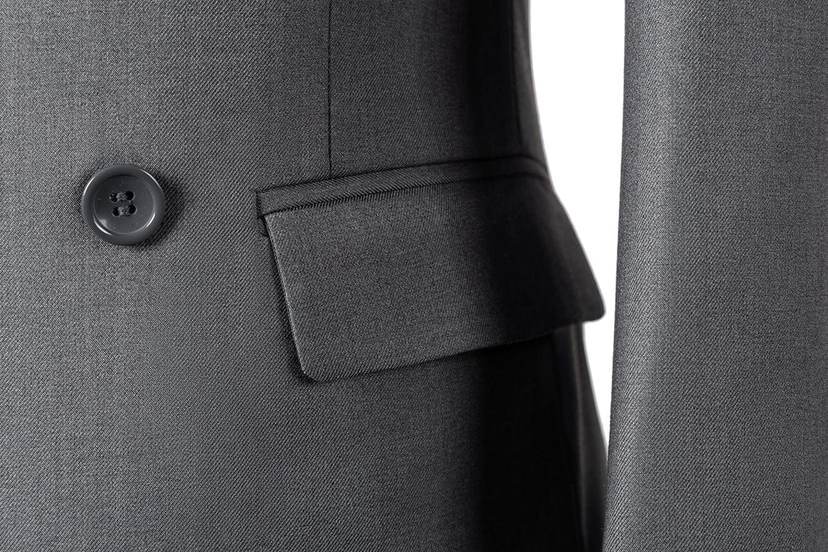 aesido Grey 2 Piece Double Breasted Business Casual Men Suit (Blazer+Pants)