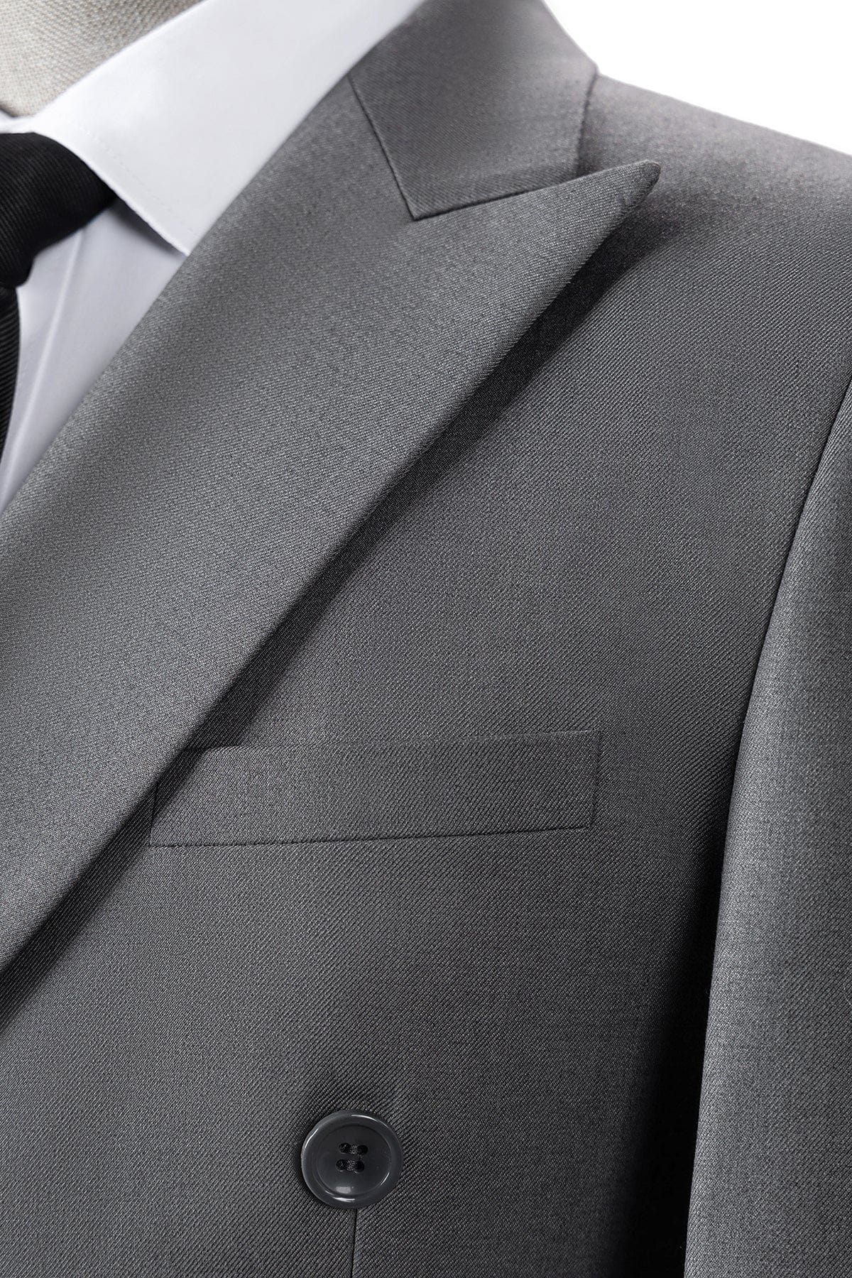 aesido Grey 2 Piece Double Breasted Business Casual Men Suit (Blazer+Pants)