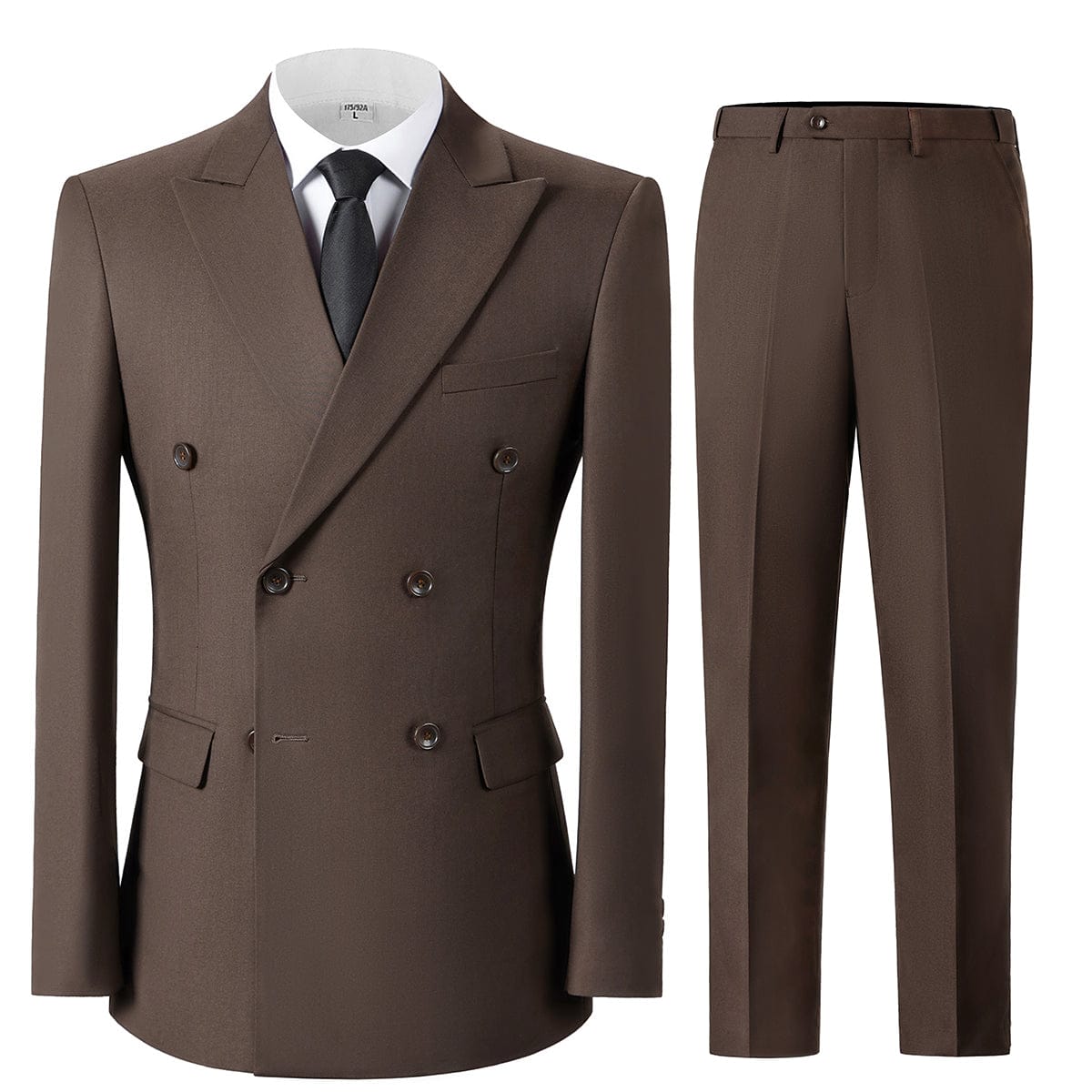 aesido Grey 2 Piece Double Breasted Business Casual Men Suit (Blazer+Pants)