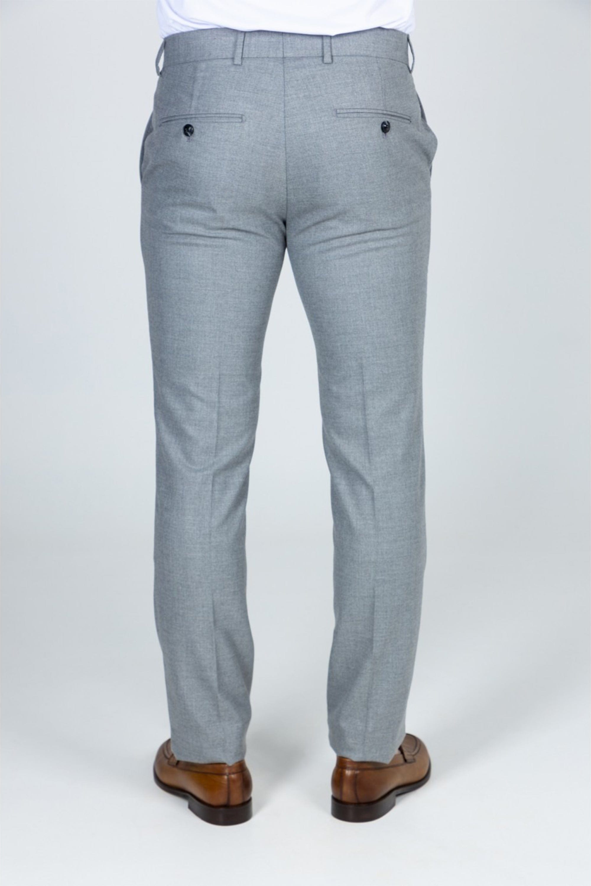 aesido Grey 2 Piece Double Button Peak Lapel Business Casual Men Suit