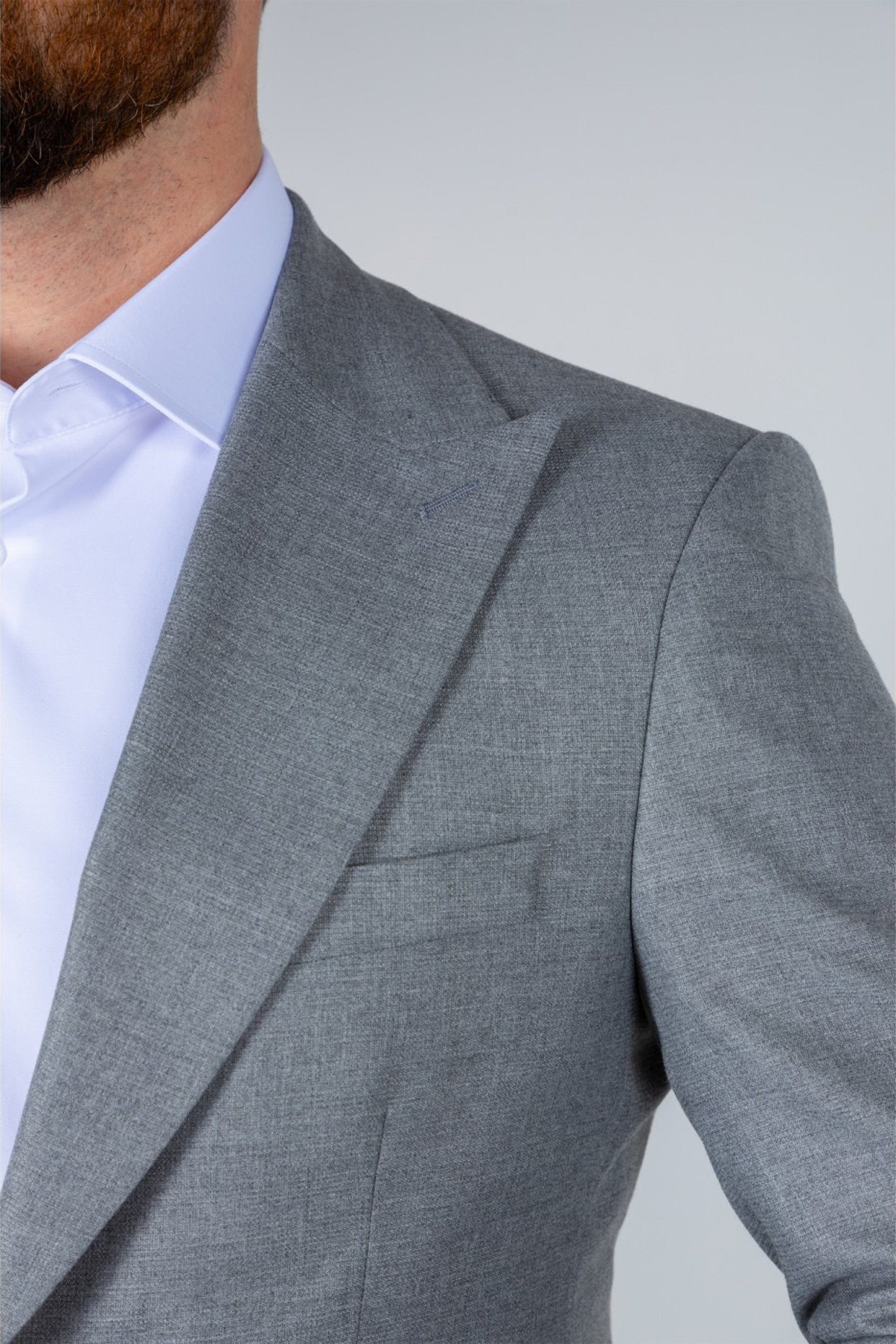 aesido Grey 2 Piece Double Button Peak Lapel Business Casual Men Suit