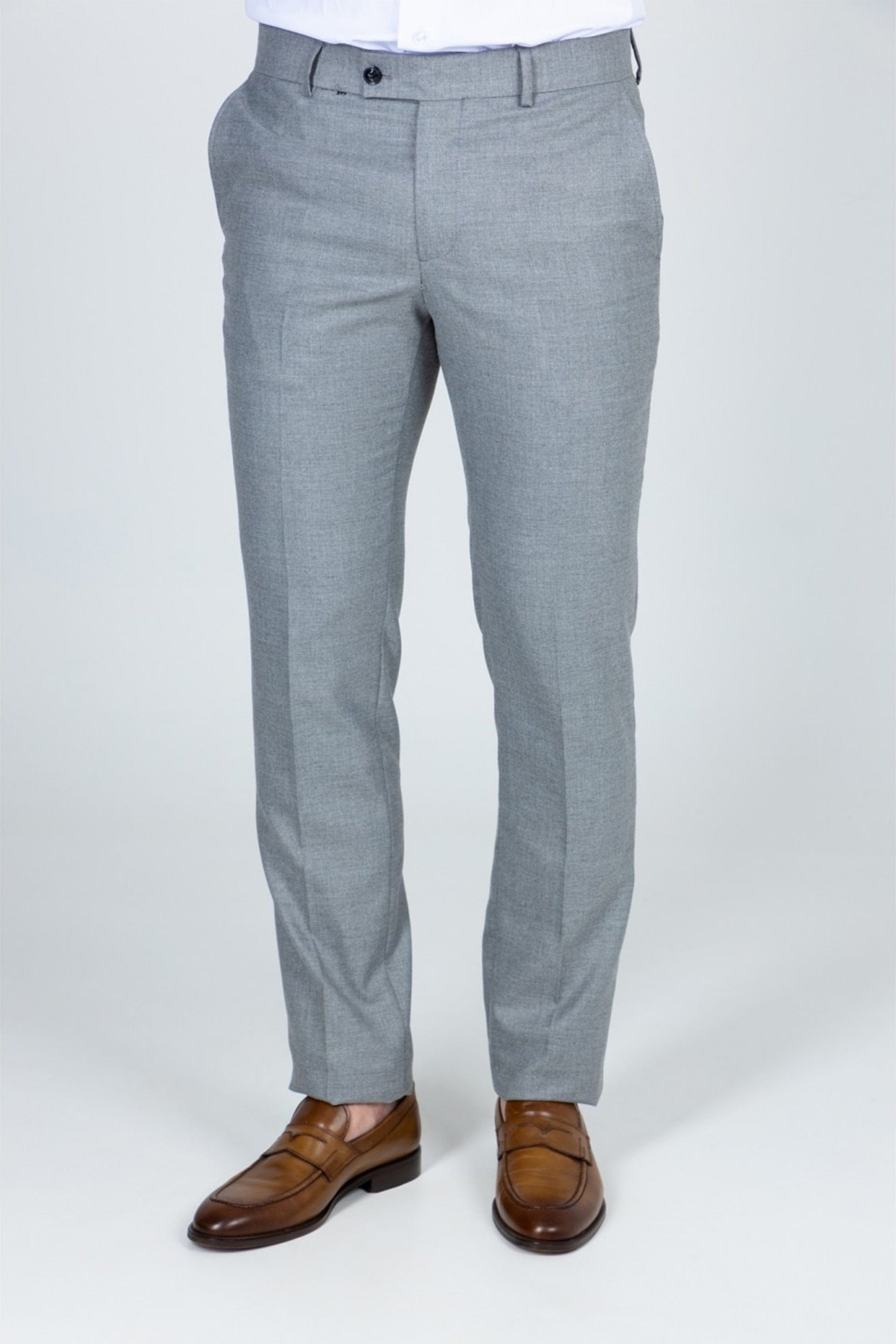 aesido Grey 2 Piece Double Button Peak Lapel Business Casual Men Suit