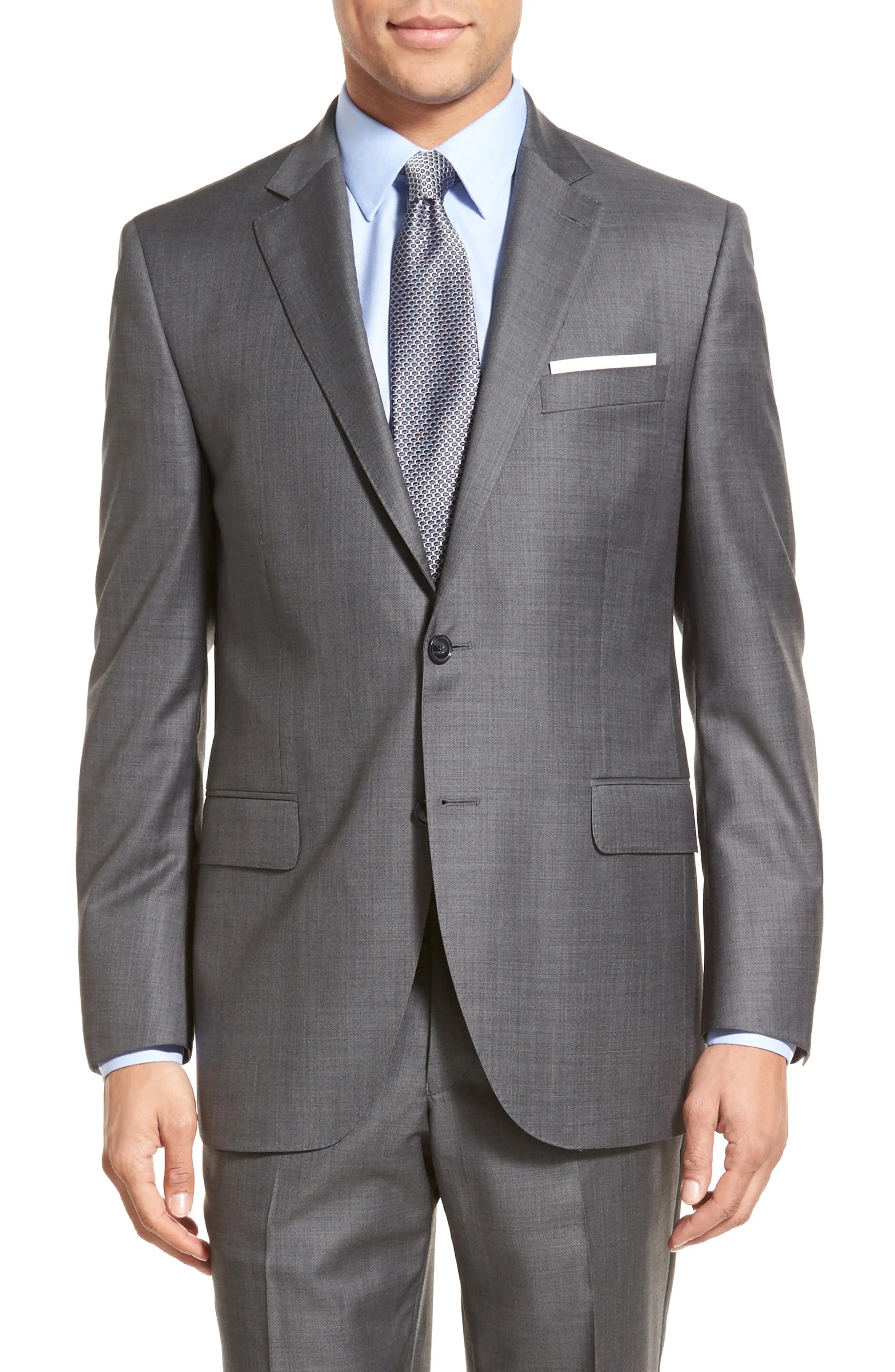 aesido Grey 2 Piece Double Button Peak Lapel Business Casual Men Suit