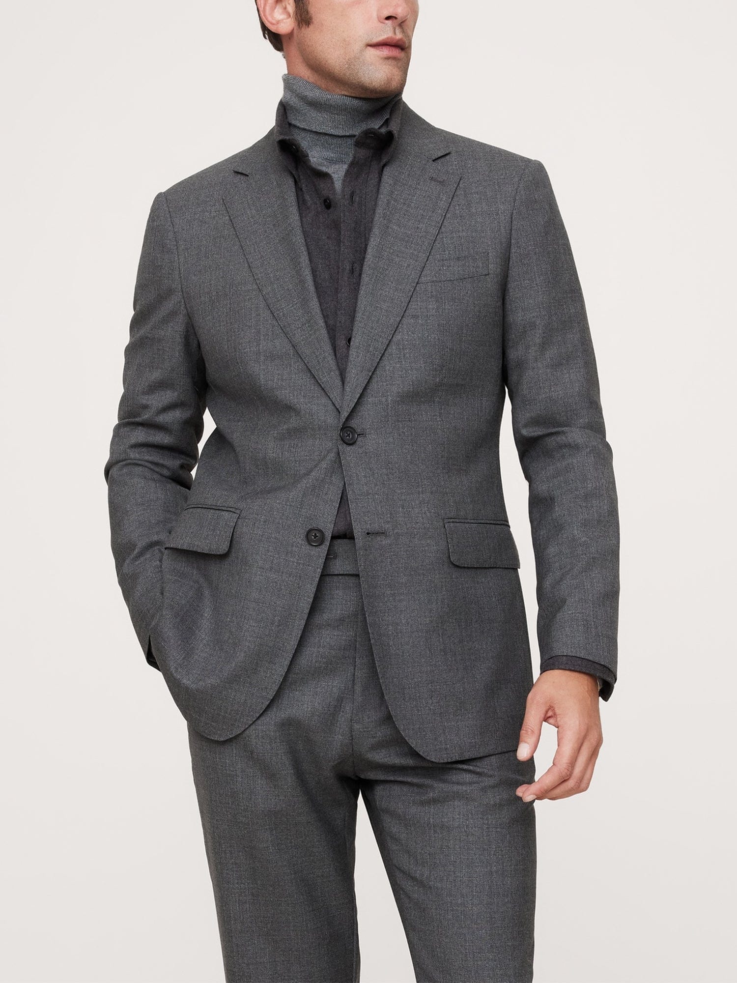 aesido Grey 2 Piece Double Buttons Notch Lapel Business Casual Men's Suits (Blazer+Pants)