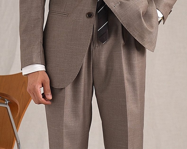 aesido Grey 2 Piece Notch Lapel Double Button Business Casual Men's Suit