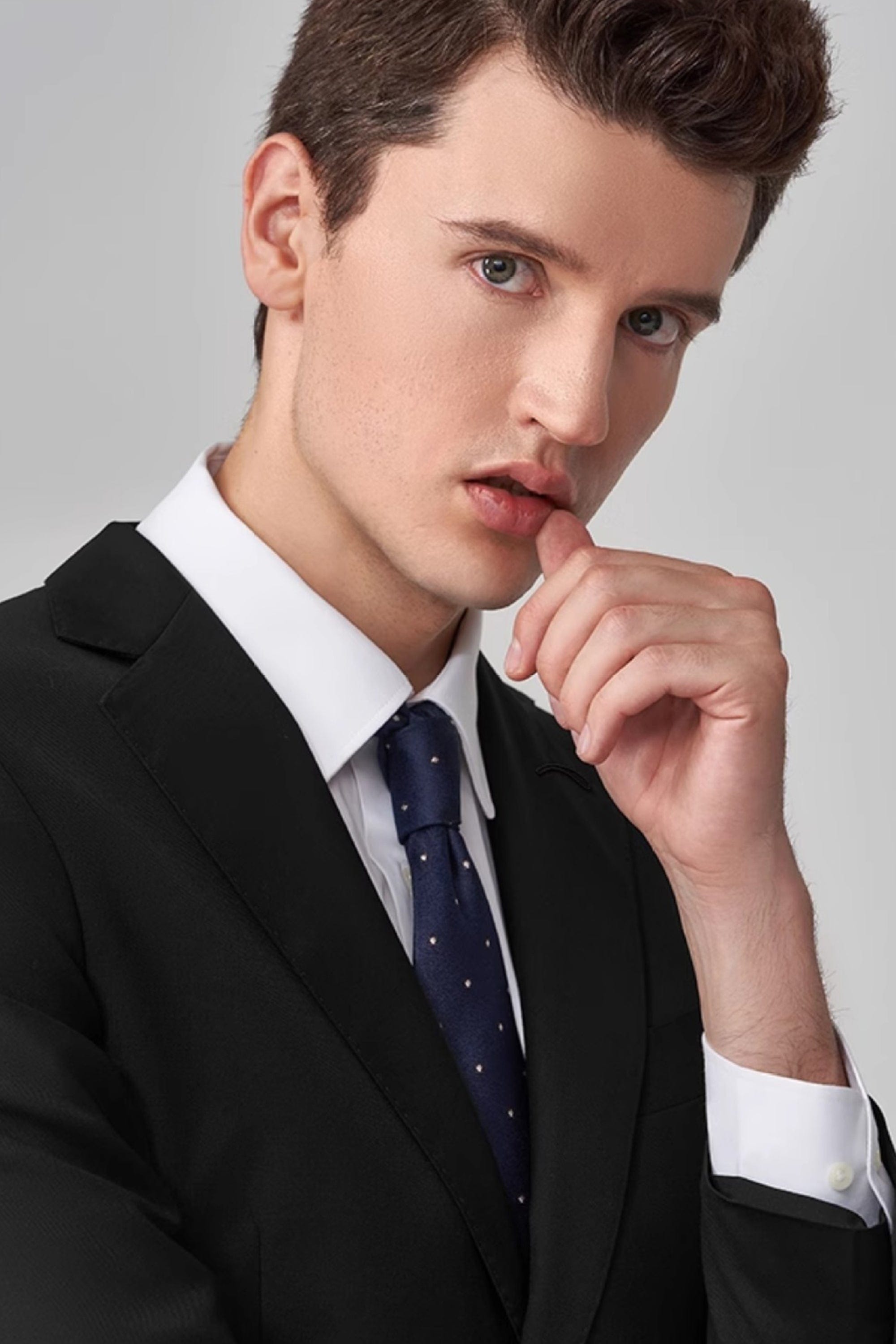 aesido Grey 2 Piece Notch Lapel Double Button Business Casual Silm Fit Men Suit