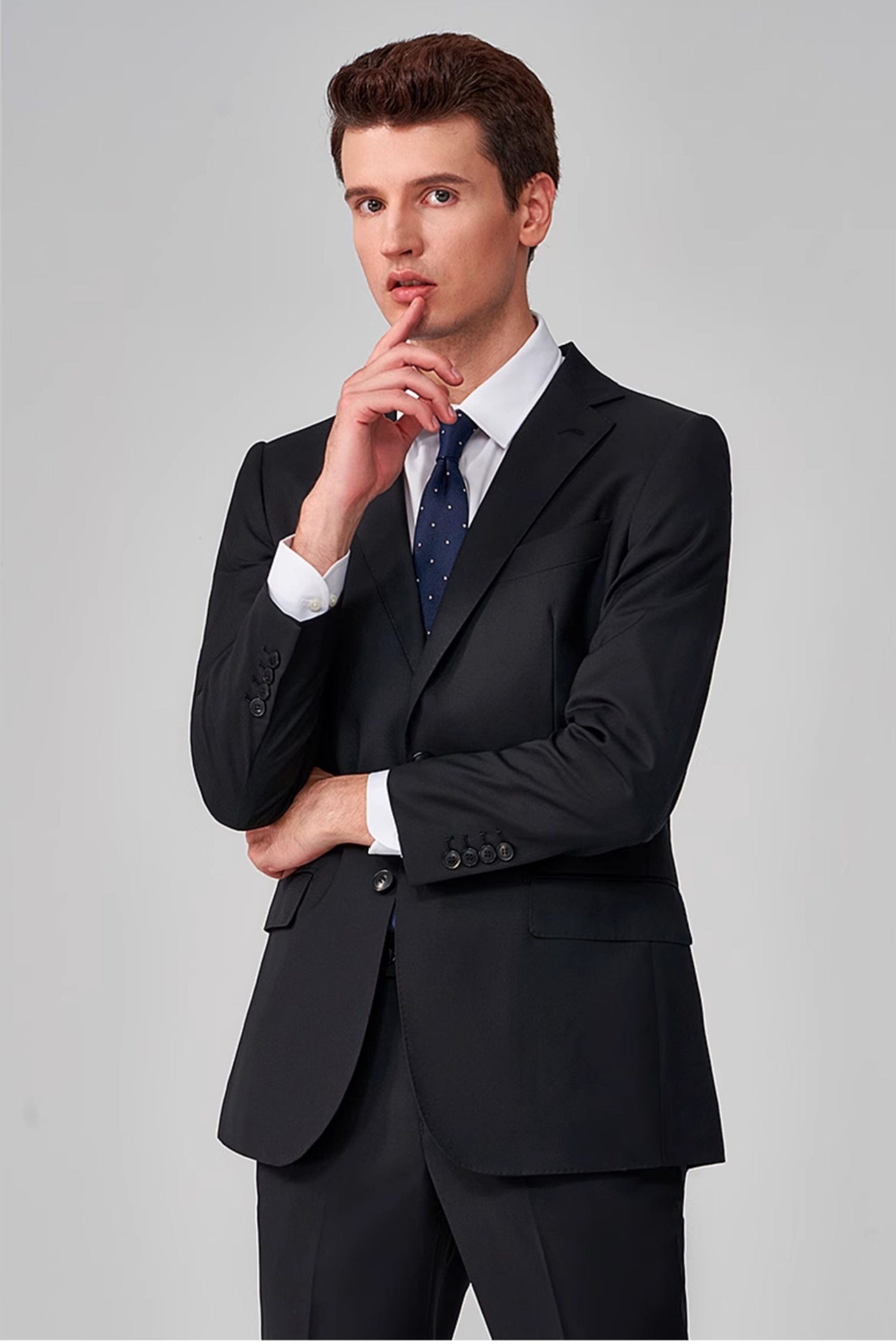 aesido Grey 2 Piece Notch Lapel Double Button Business Casual Silm Fit Men Suit