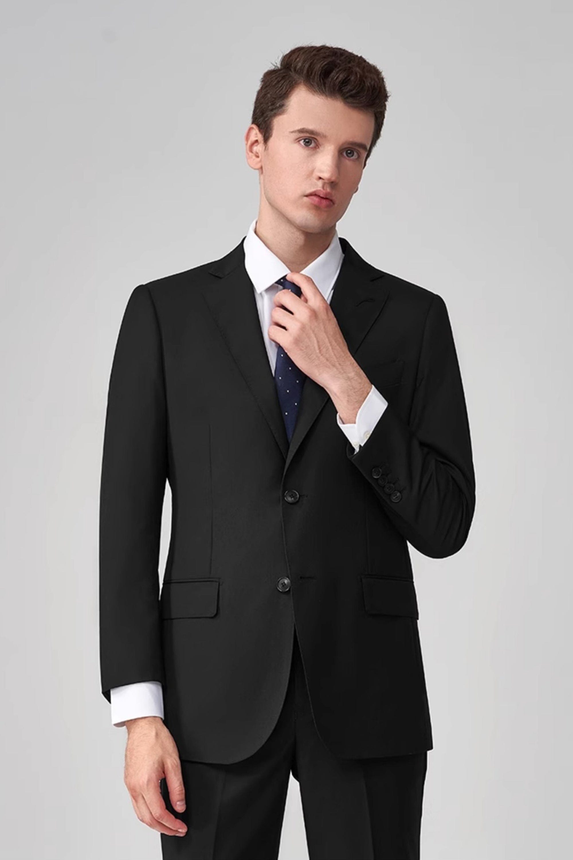 aesido Grey 2 Piece Notch Lapel Double Button Business Casual Silm Fit Men Suit