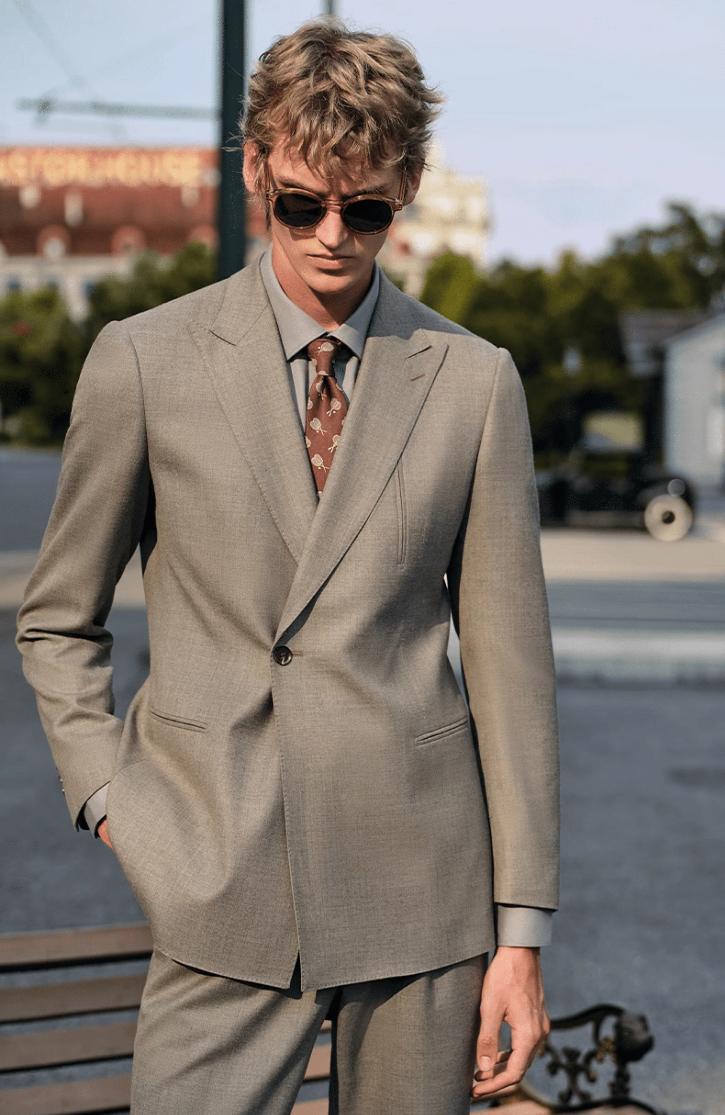 aesido Grey 2 Piece Single Breasted Business Casual Men's Suit Groom Wedding Dress