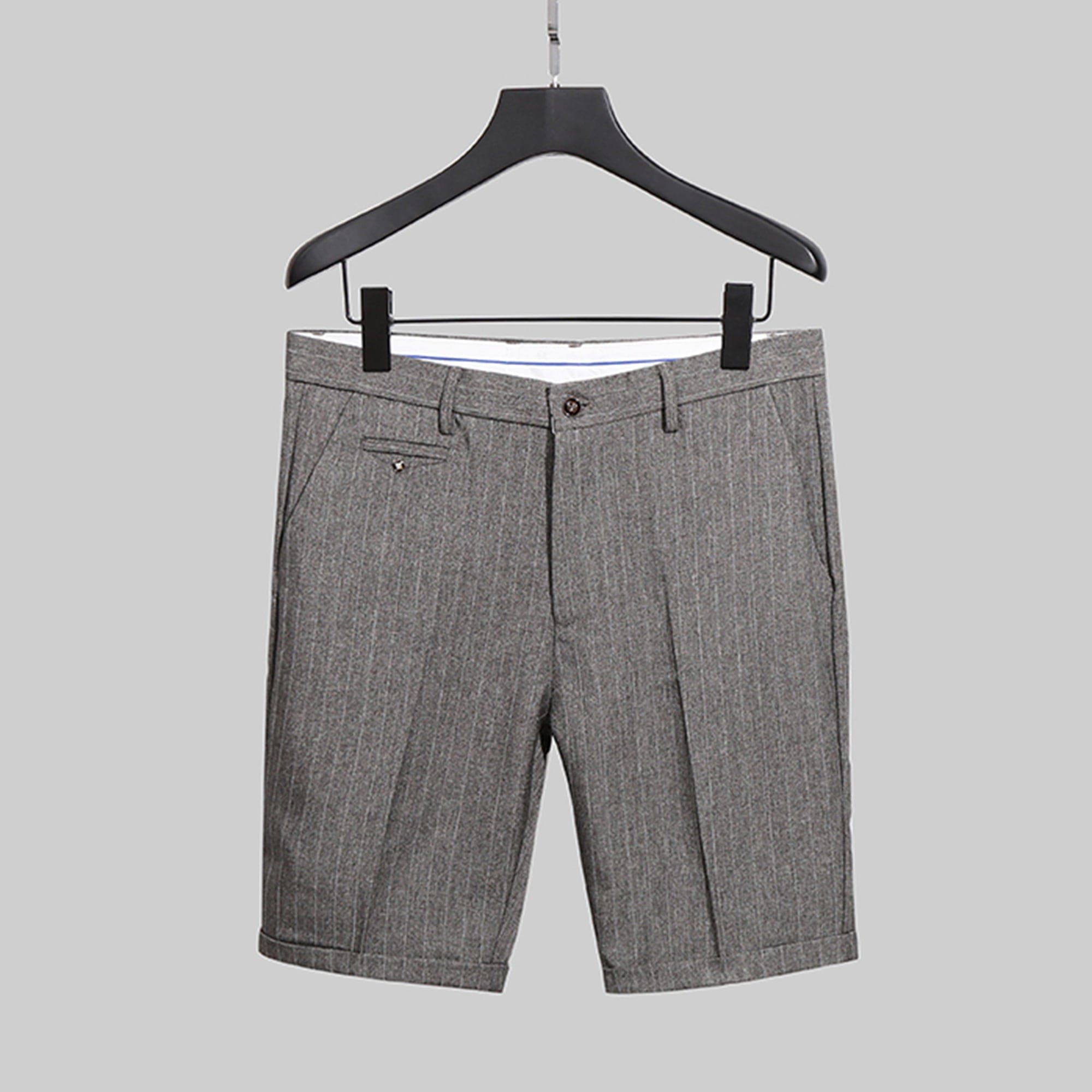 aesido Grey 2 Piece Striped Casual Slim Fit Men's Waistcoat (Vest+Shorts)