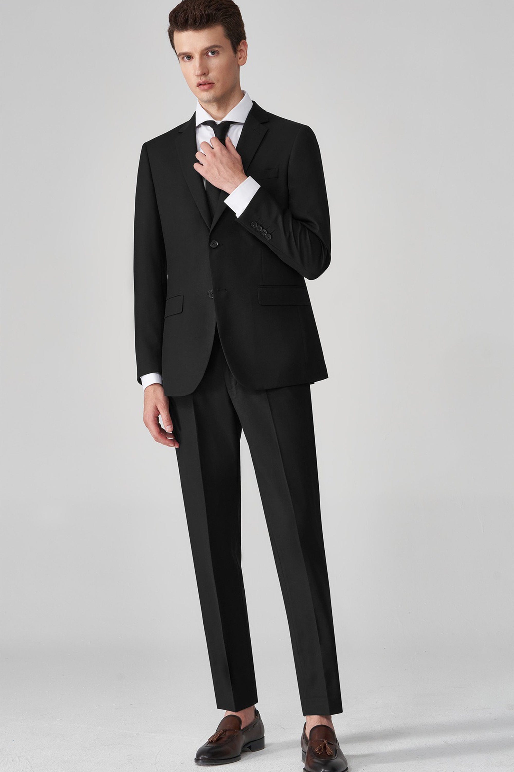 aesido Grey 3 Piece Business Casual Slim Fit Men Suit (Blazer+Pants)