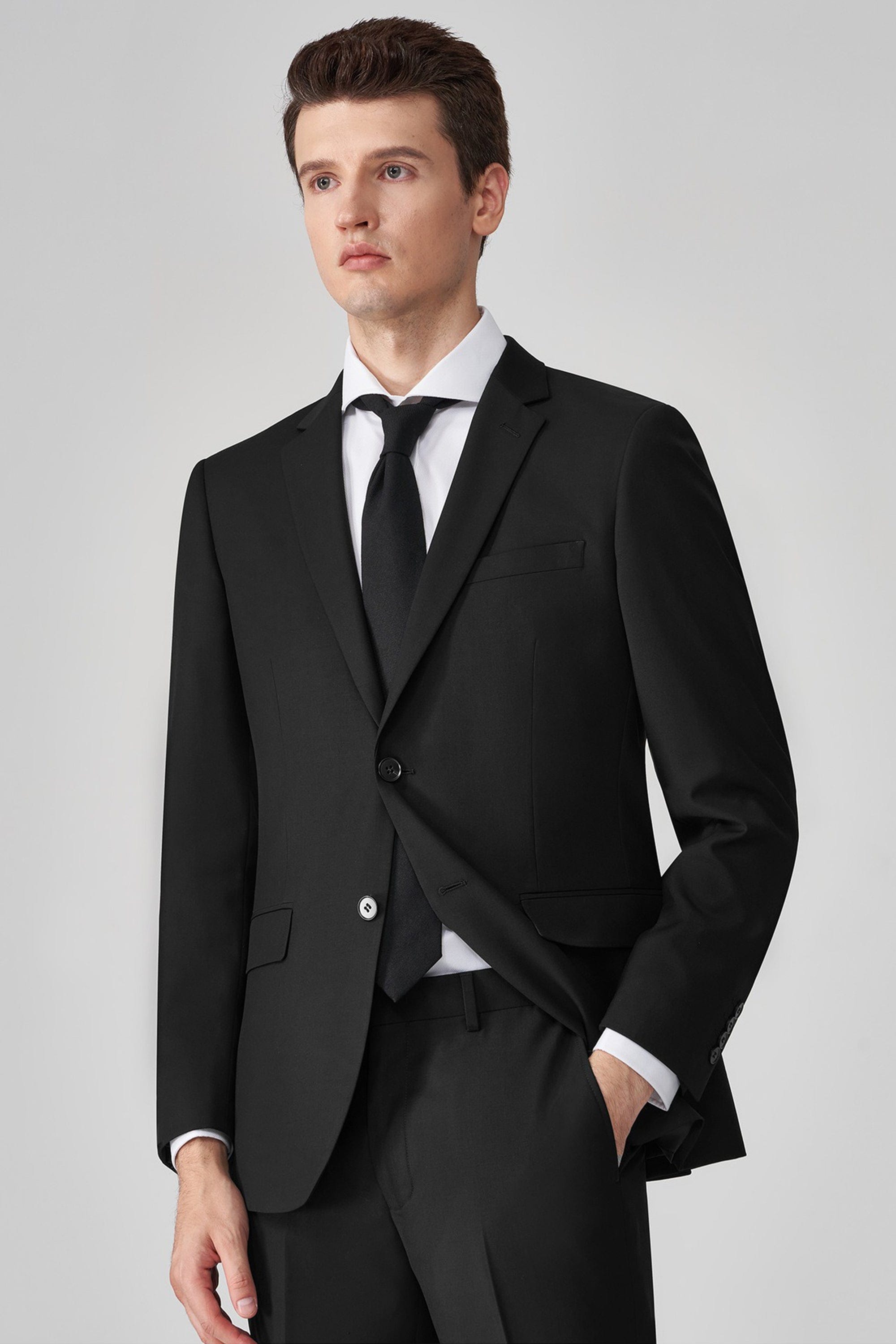 aesido Grey 3 Piece Business Casual Slim Fit Men Suit (Blazer+Pants)